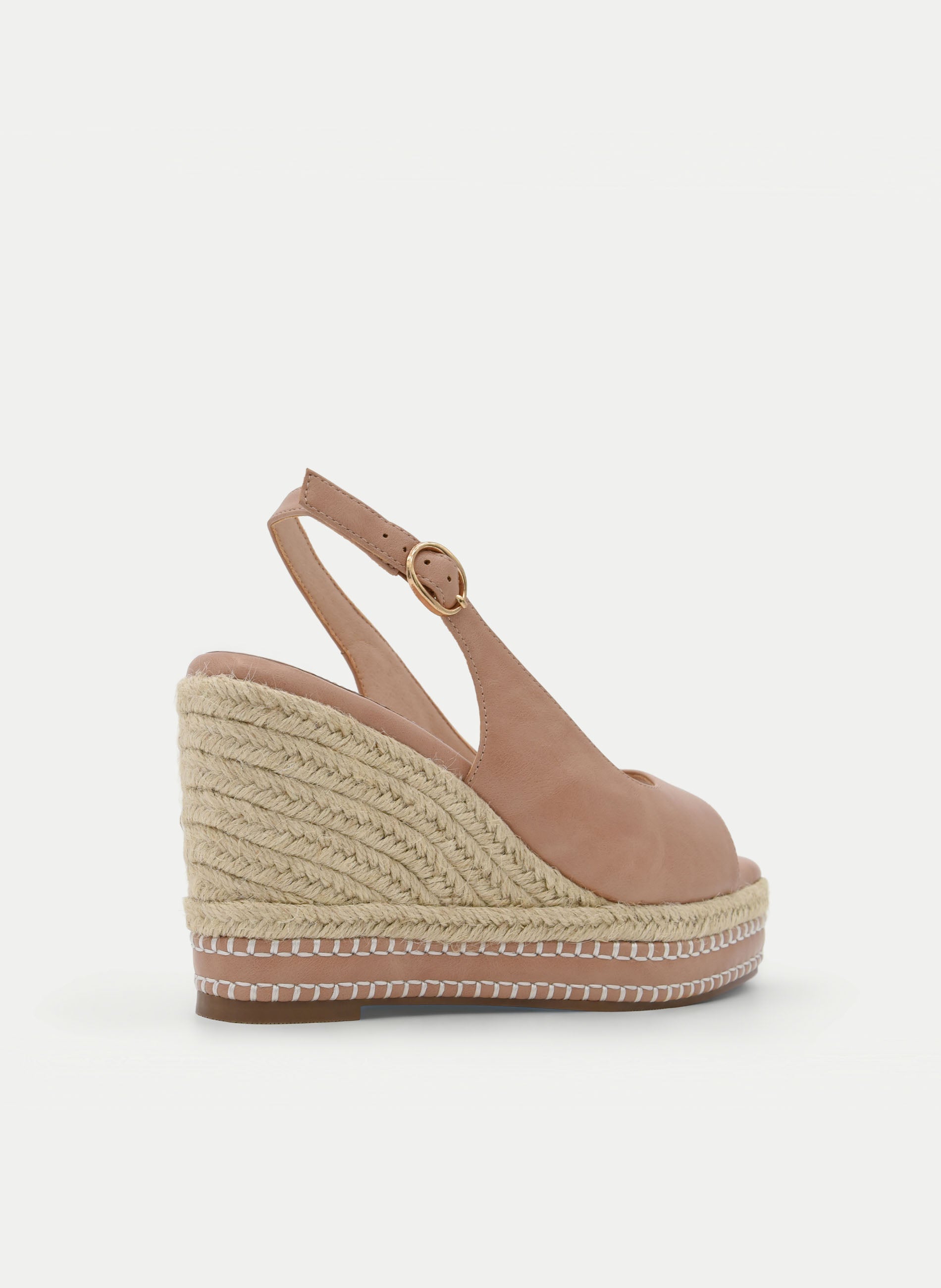 TAUPE WEDGE SANDAL WITH PLATFORM AND ANKLE STRAP