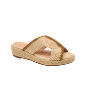 SANDALIAS DE CUÑA BEIGE Y DISEÑO TRENZADO