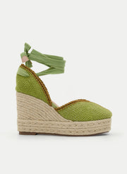 Green wedge espadrilles with platform