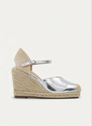 SILVER CLOSED-TOE JUTE WEDGE SANDAL