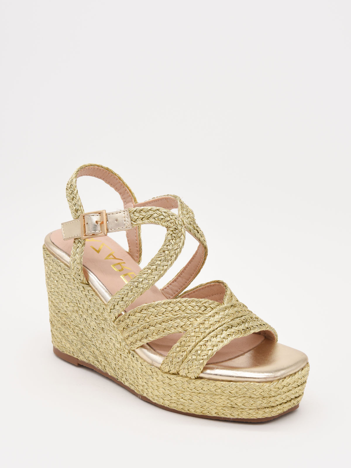 Natural jute wedge sandals with crossed straps