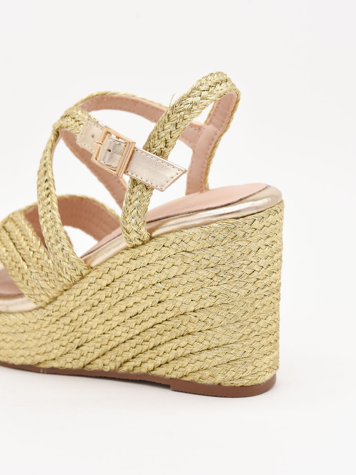 Natural jute wedge sandals with crossed straps