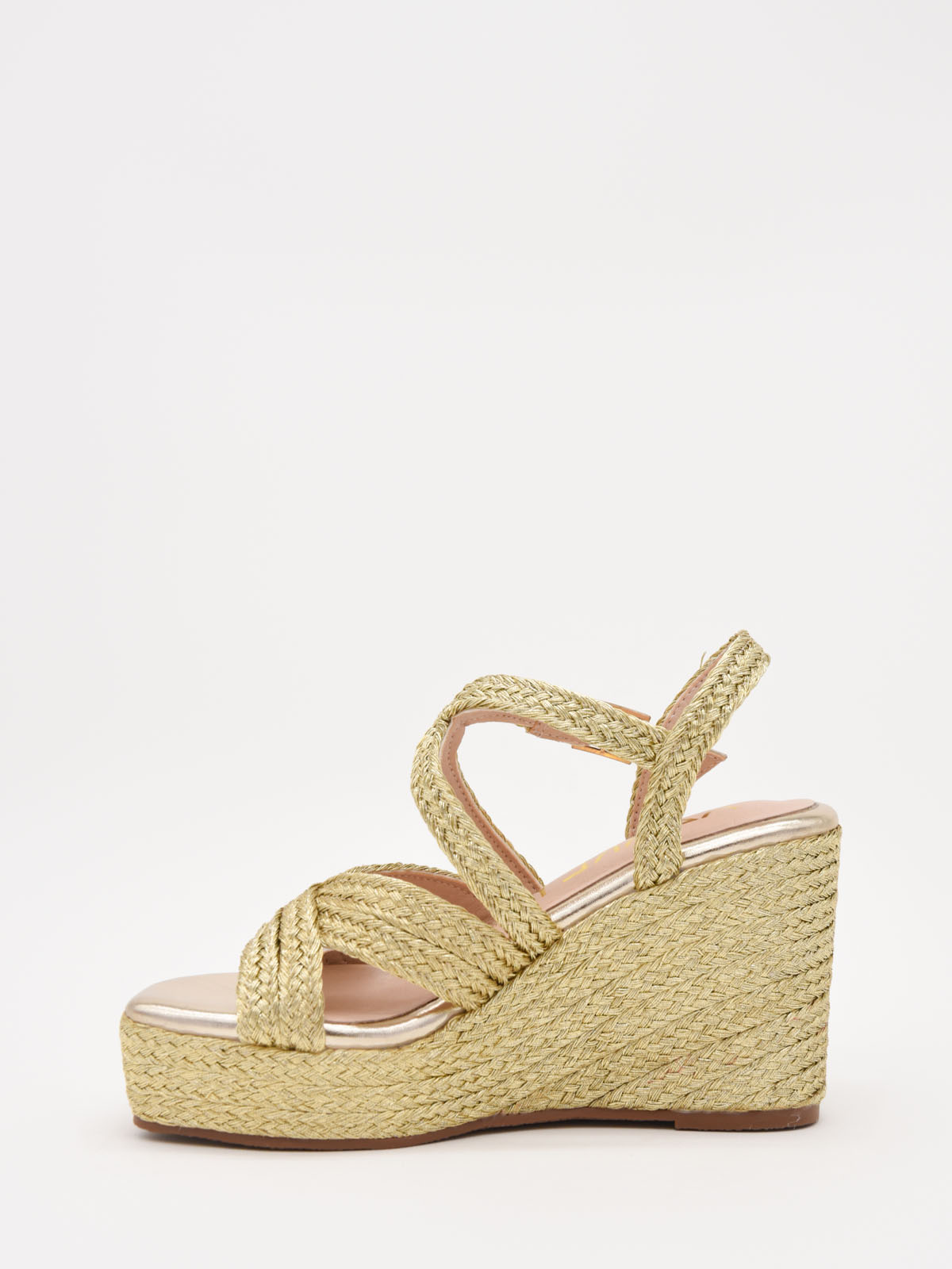 Natural jute wedge sandals with crossed straps