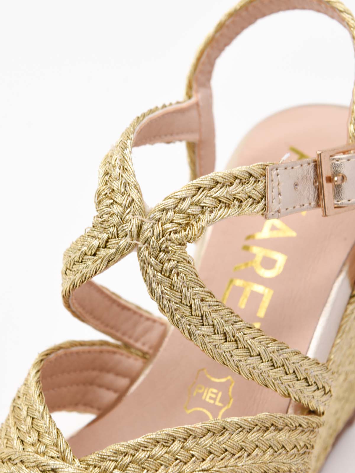 Natural jute wedge sandals with crossed straps