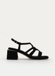 SANDALIA NEGRA TACÓN MEDIO STRASS