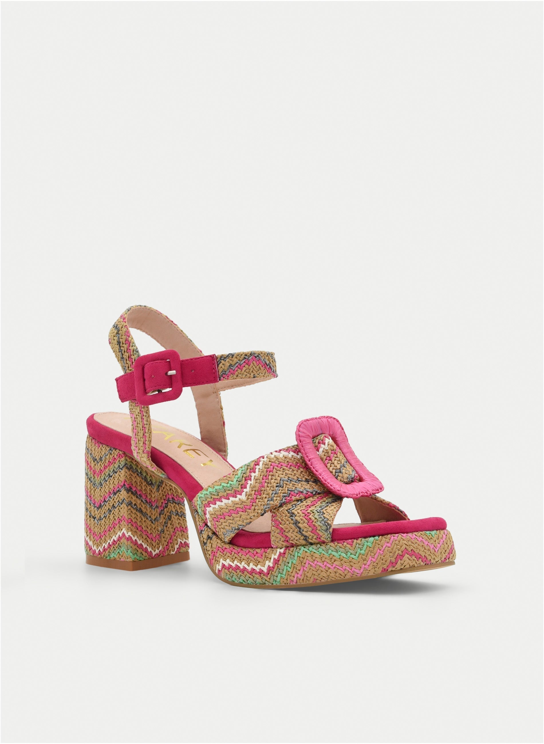 FUCHSIA MULTICOLOR PLATFORM SANDALS