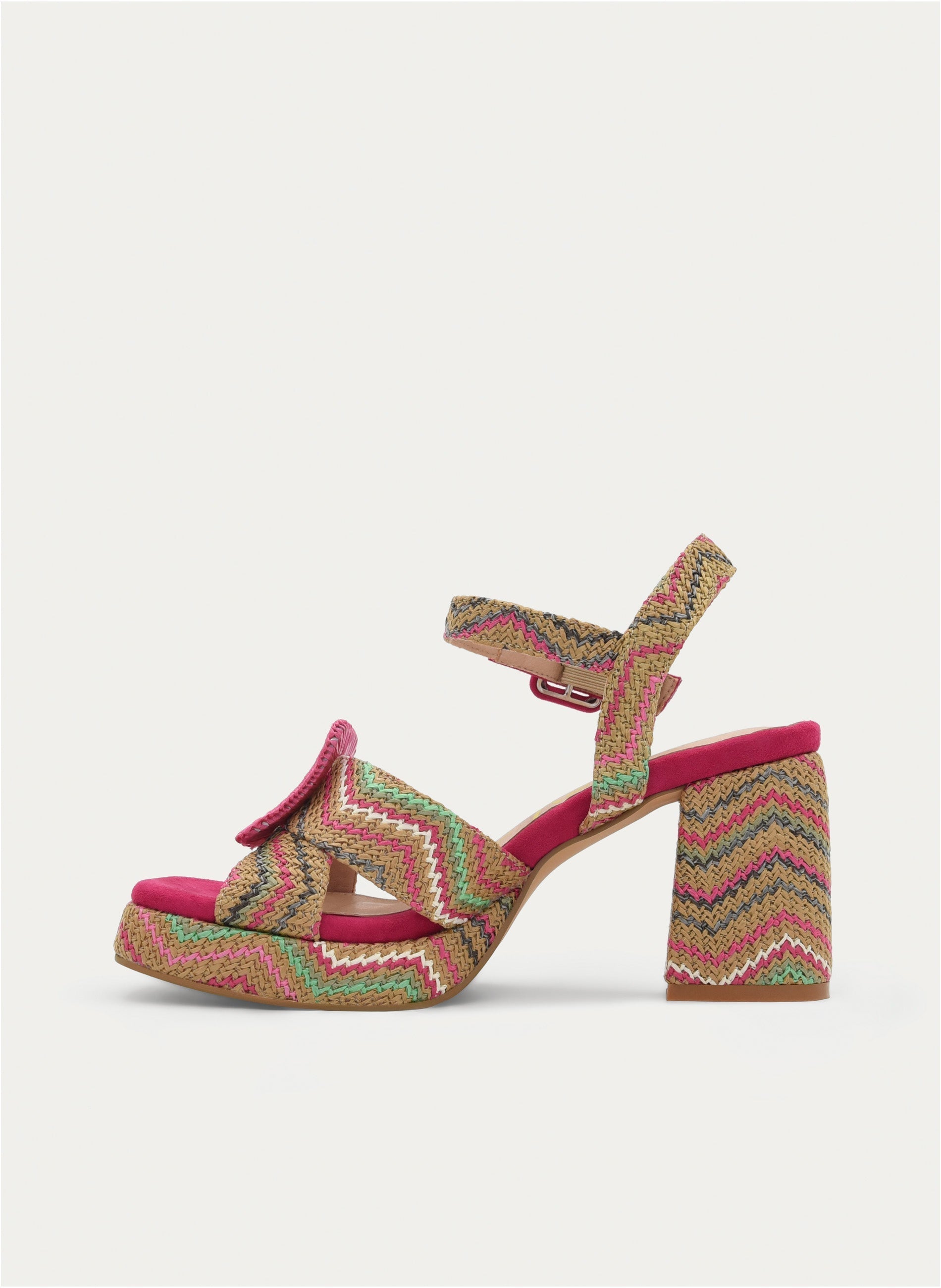 FUCHSIA MULTICOLOR PLATFORM SANDALS