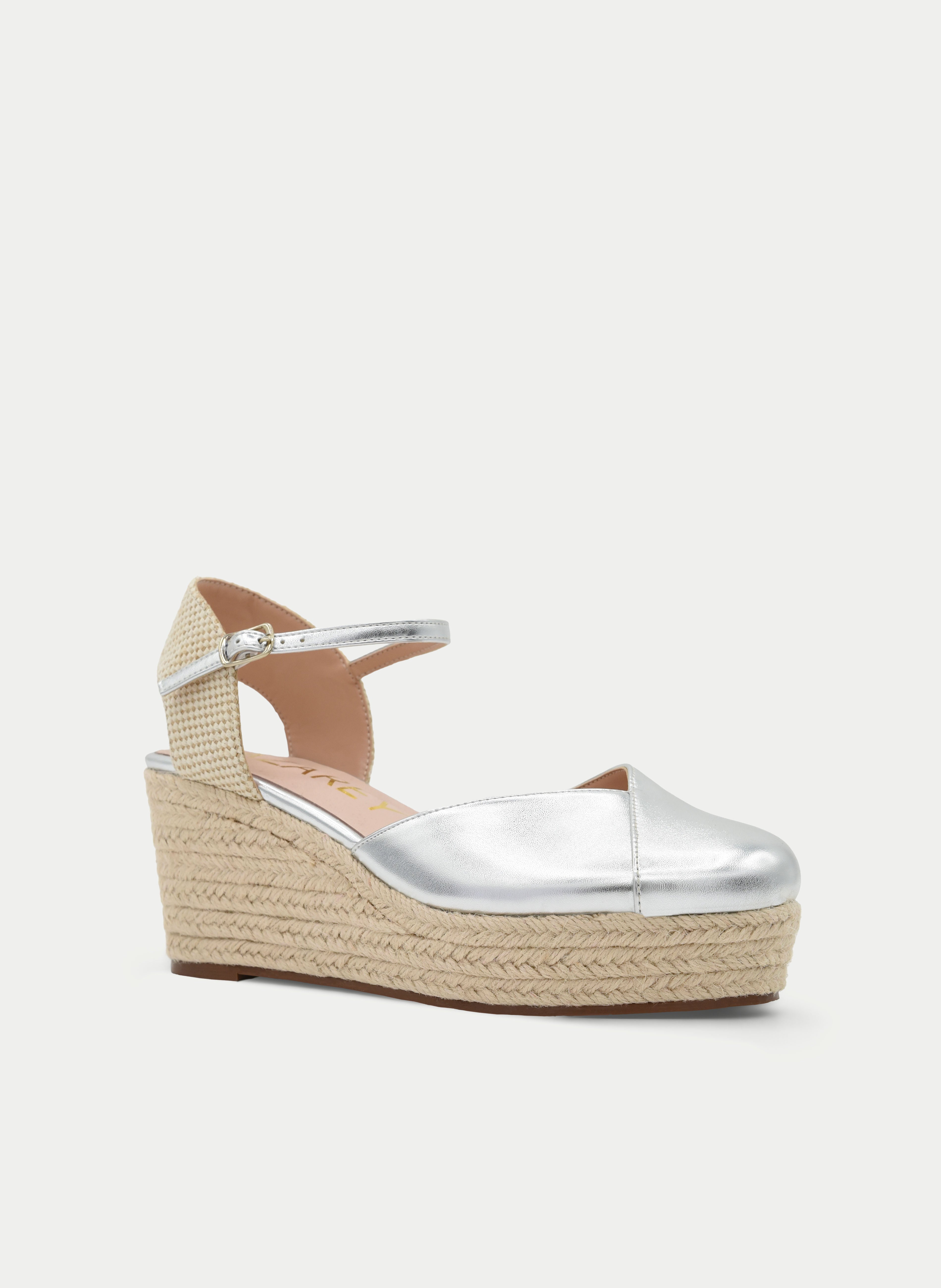 METALLIC SILVER WEDGE JUTE SANDAL