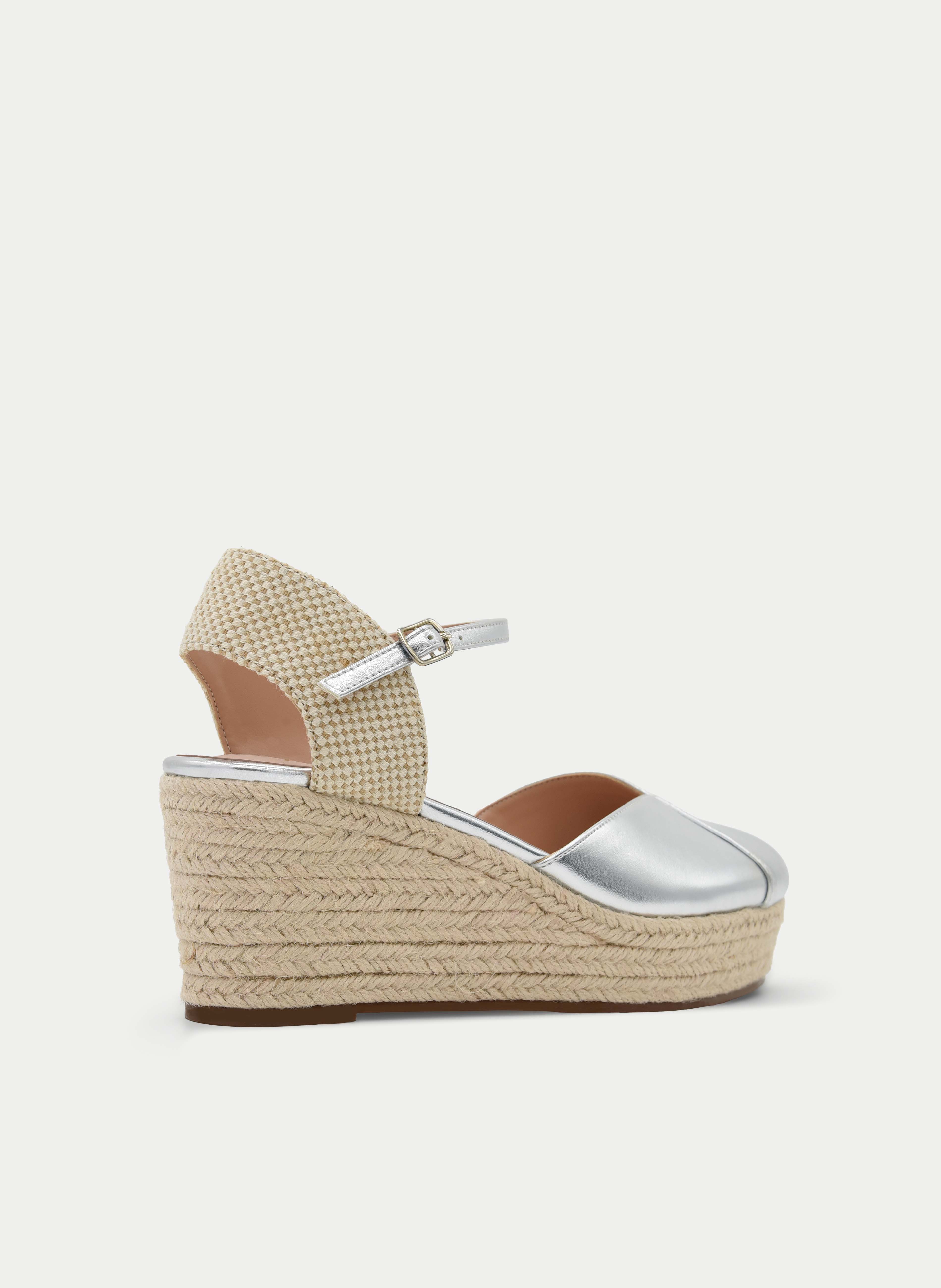 METALLIC SILVER WEDGE JUTE SANDAL