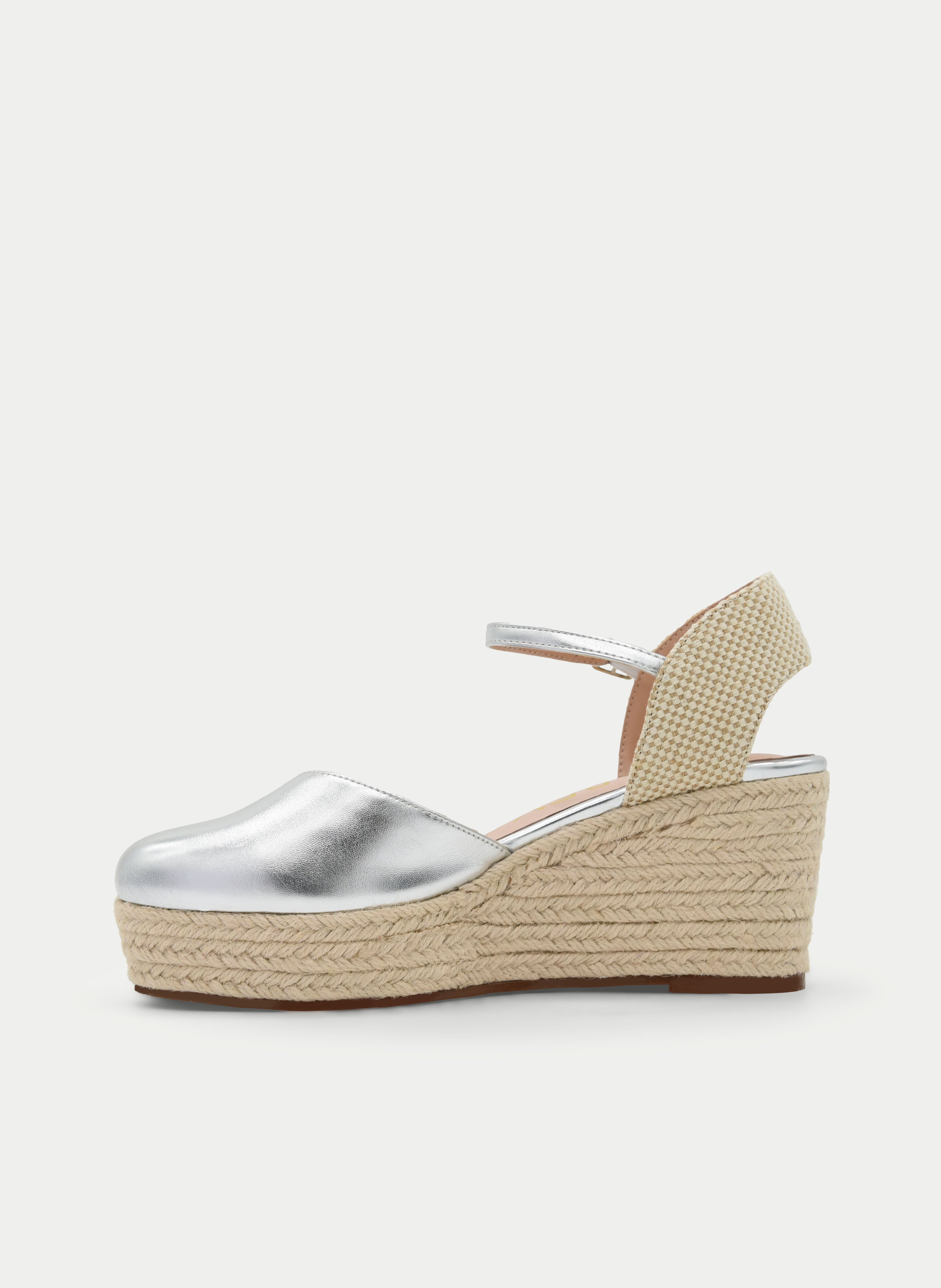 METALLIC SILVER WEDGE JUTE SANDAL