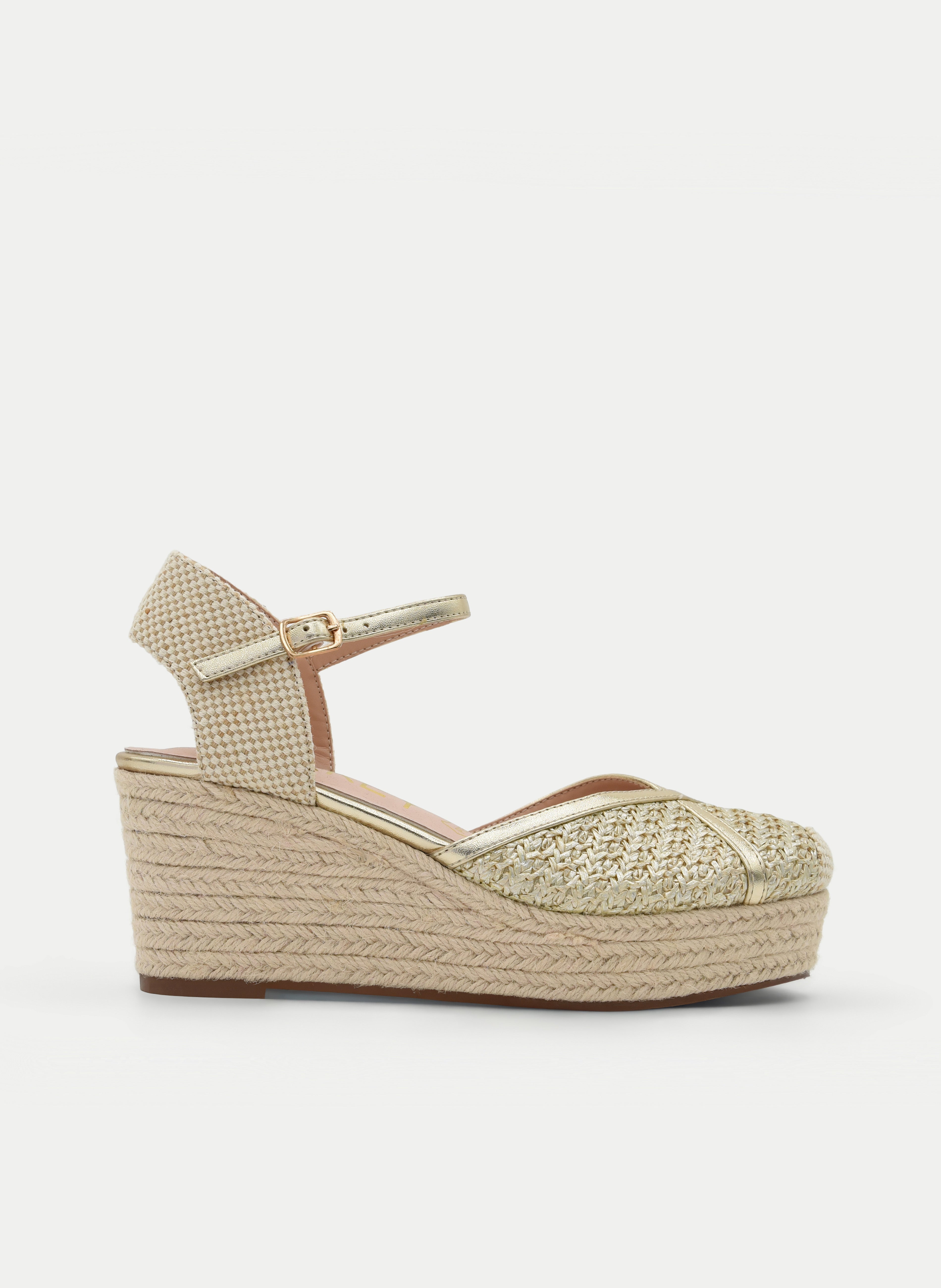 GOLD JUTE WEDGE PLATFORM SANDAL