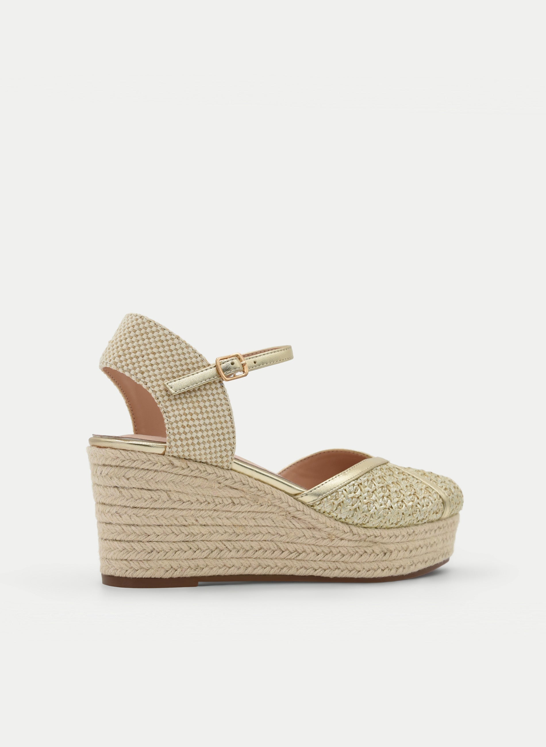 GOLD JUTE WEDGE PLATFORM SANDAL