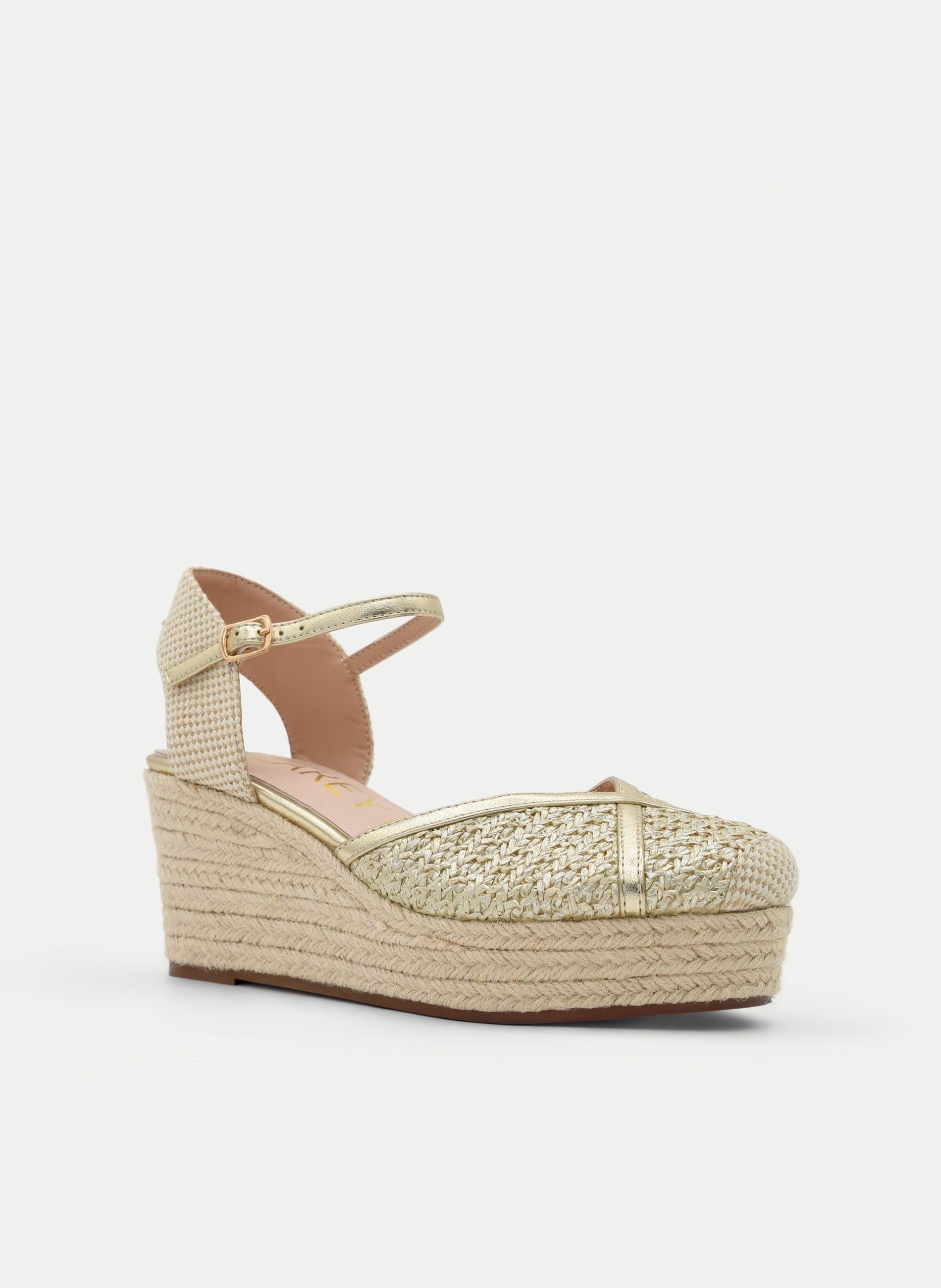 GOLD JUTE WEDGE PLATFORM SANDAL