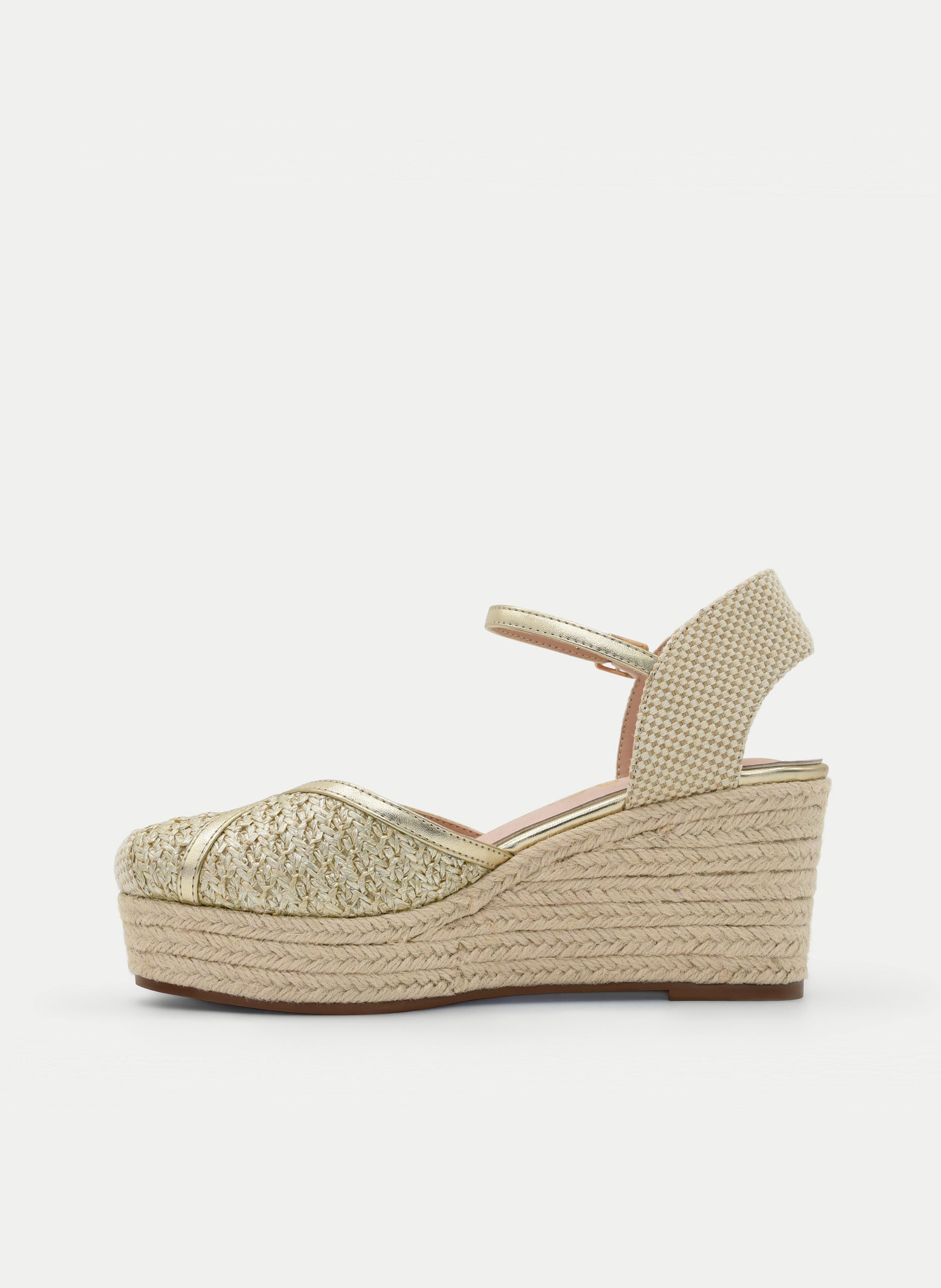 GOLD JUTE WEDGE PLATFORM SANDAL