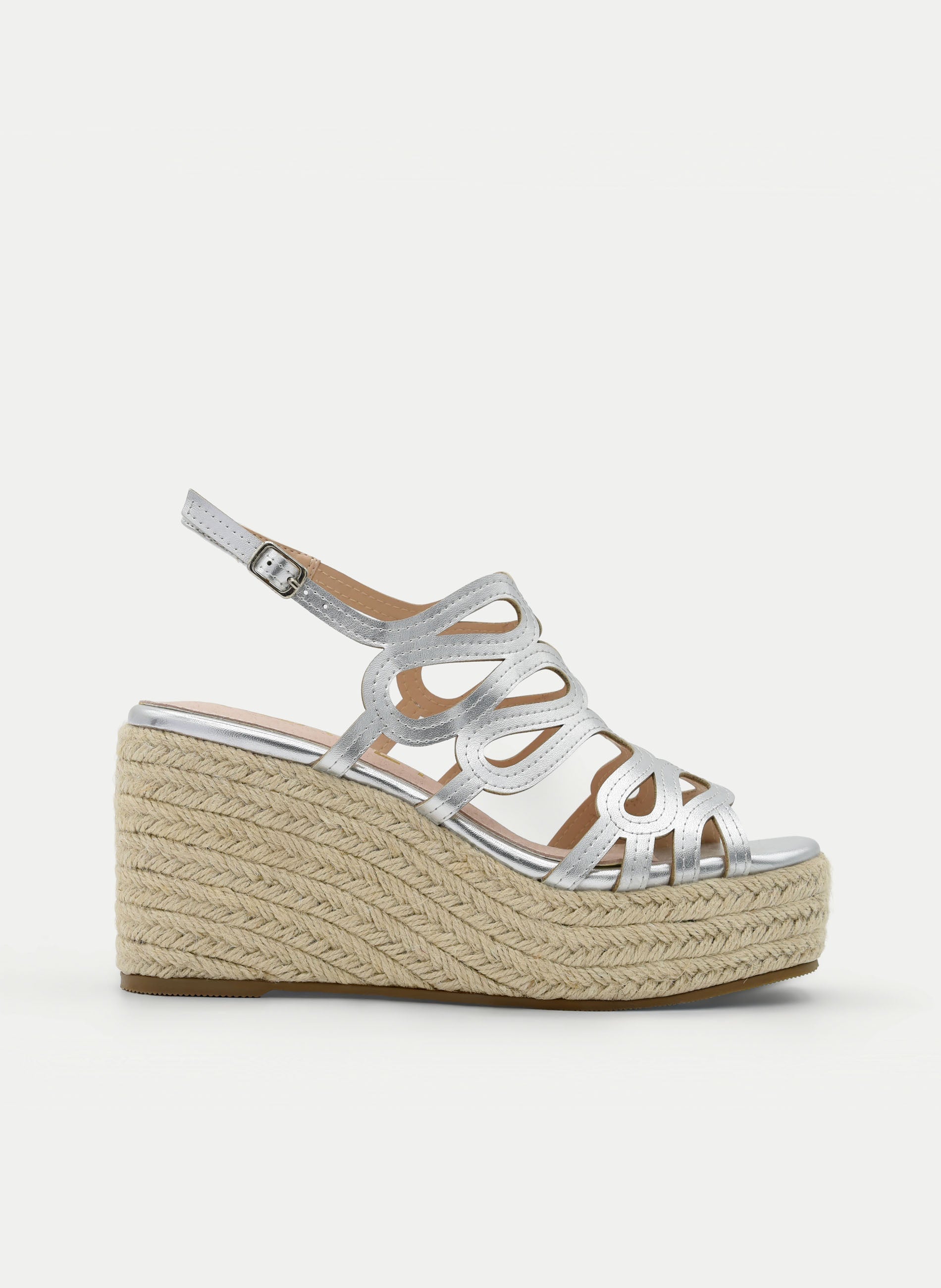 SILVER JUTE WEDGE SANDAL WITH PLATFORM