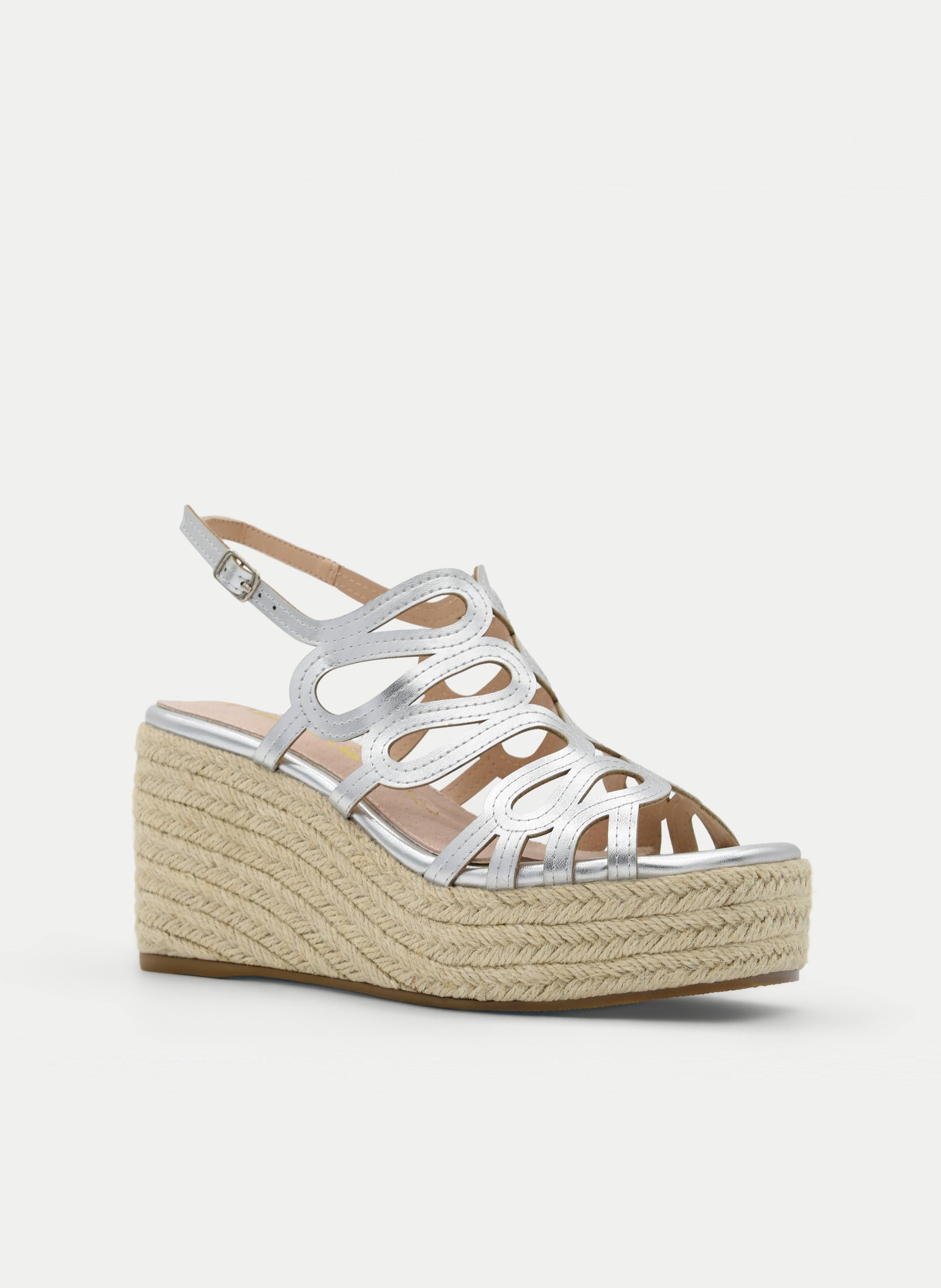 SILVER JUTE WEDGE SANDAL WITH PLATFORM