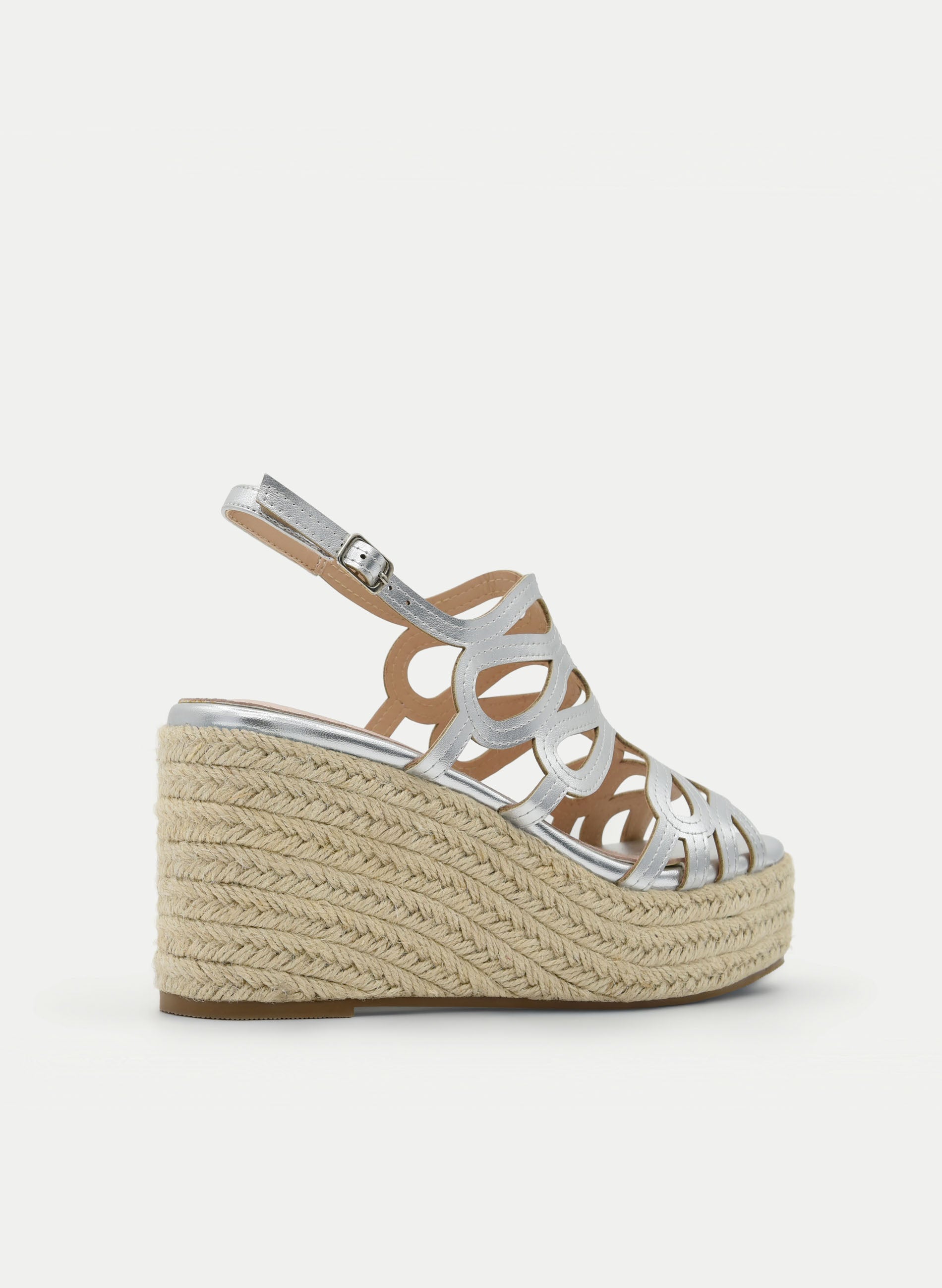 SILVER JUTE WEDGE SANDAL WITH PLATFORM