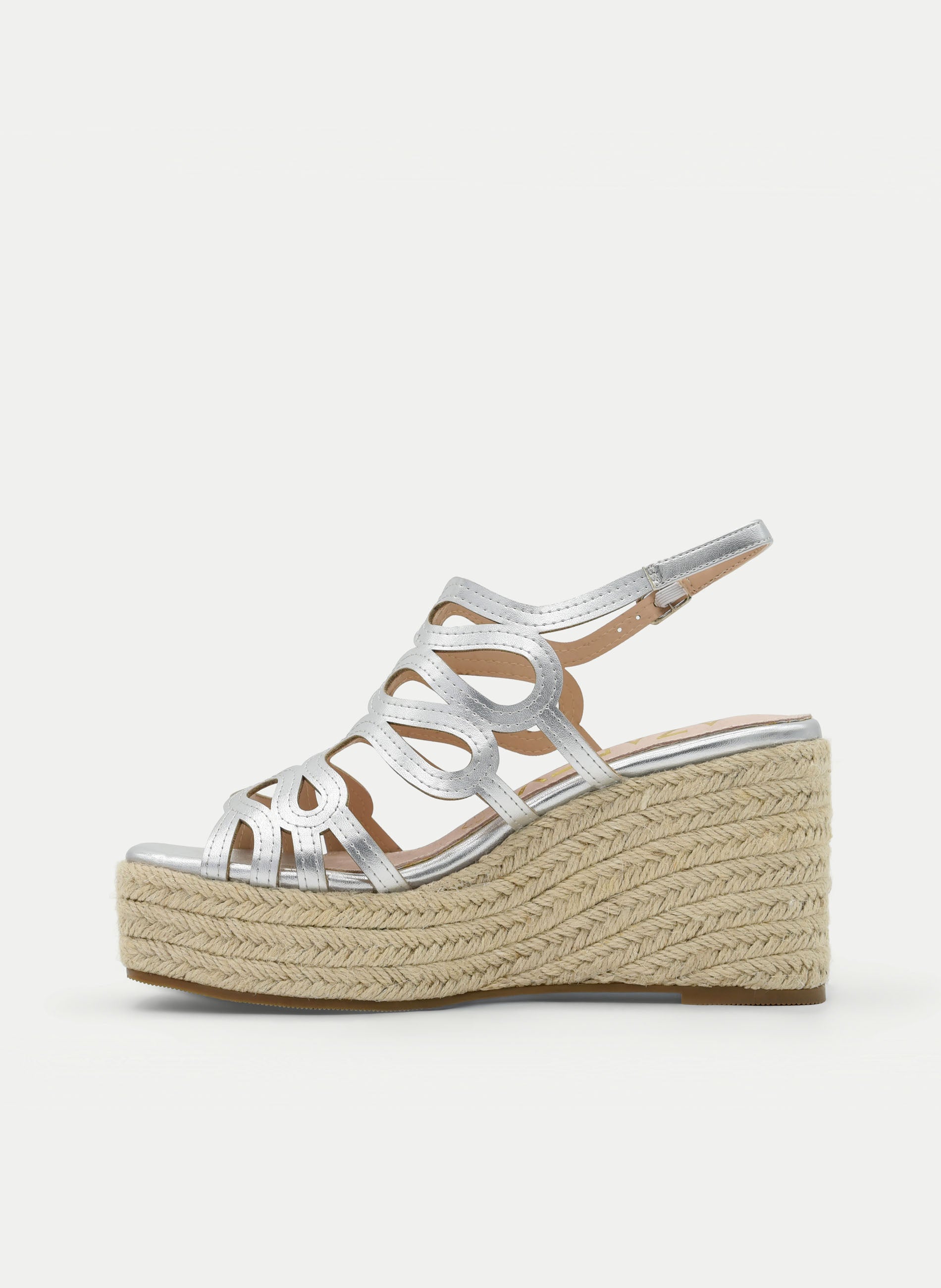 SILVER JUTE WEDGE SANDAL WITH PLATFORM