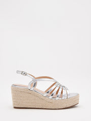 Women's Silver Crisscross Wedge Sandals