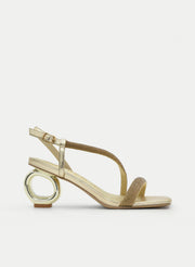 GOLD SANDAL CIRCULAR JEWEL HEEL