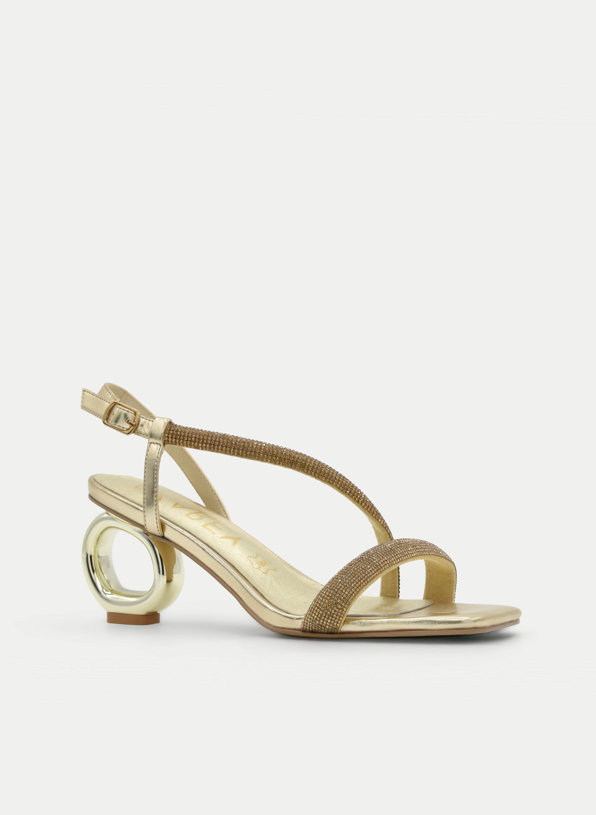 GOLD SANDAL CIRCULAR JEWEL HEEL