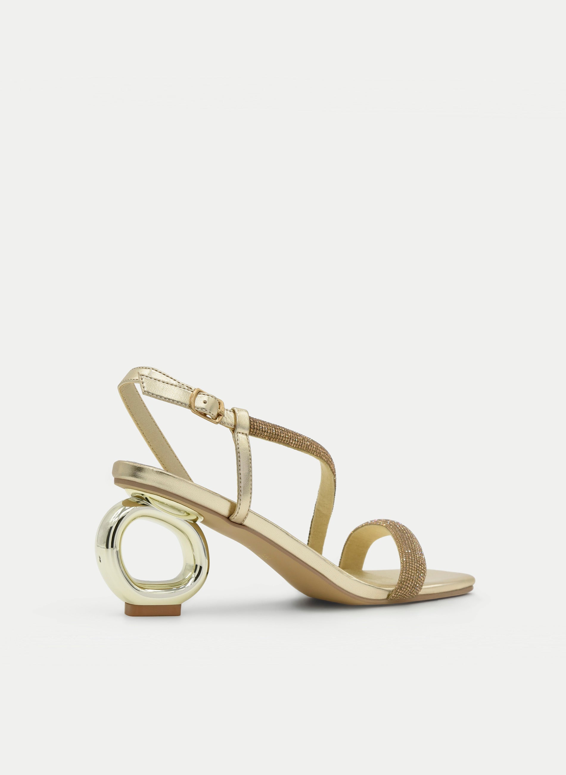 GOLD SANDAL CIRCULAR JEWEL HEEL