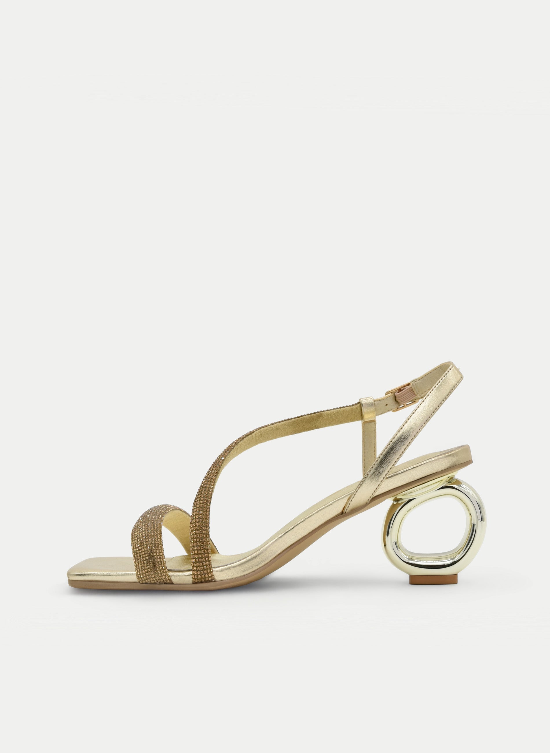 GOLD SANDAL CIRCULAR JEWEL HEEL