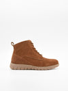 Leather split-suede lace-up ankle boots