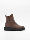 Brown leather flat boot