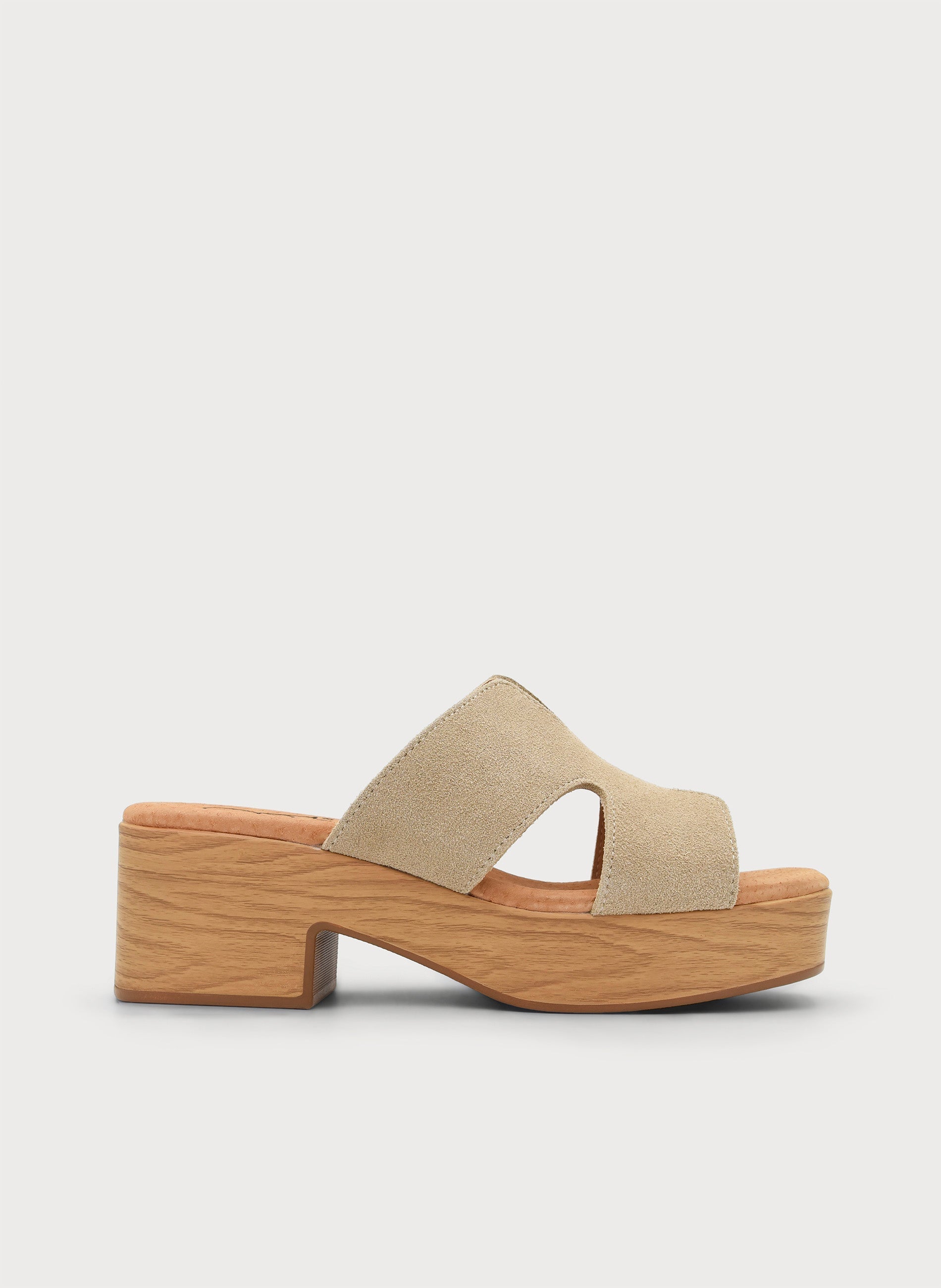 SANDALIAS DE TACÓN ANCHO BEIGE DE PIEL