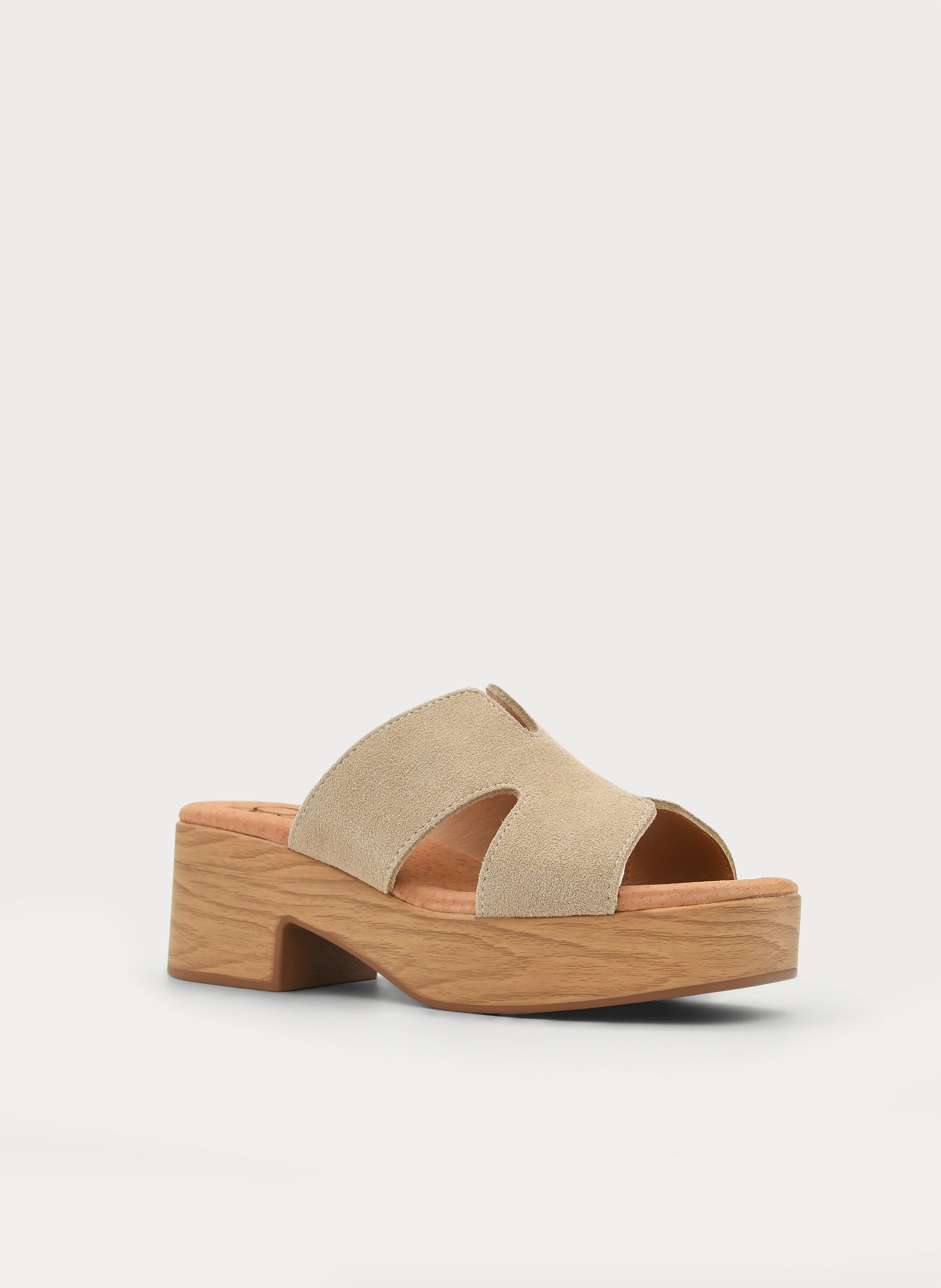 SANDALIAS DE TACÓN ANCHO BEIGE DE PIEL
