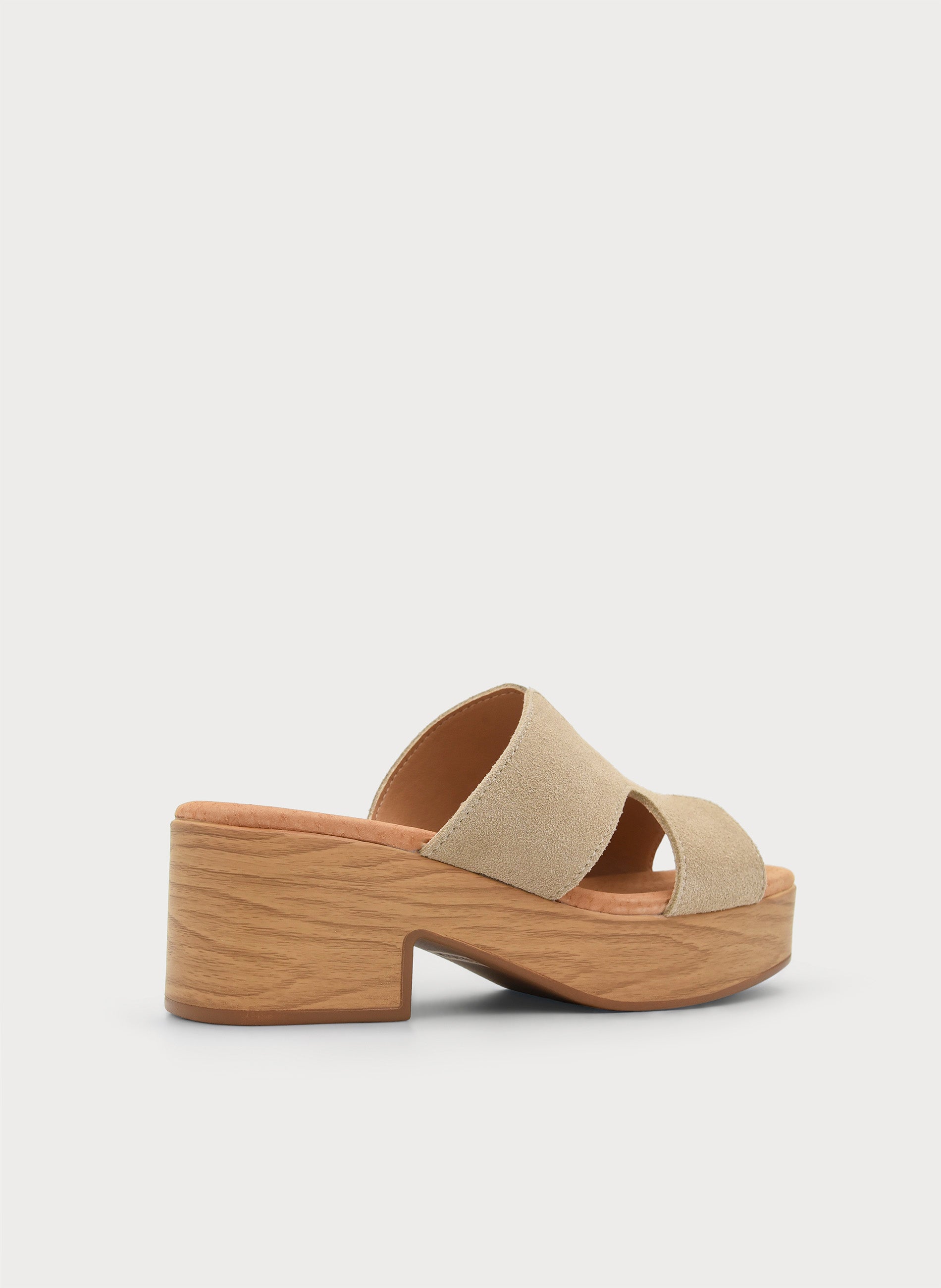 SANDALIAS DE TACÓN ANCHO BEIGE DE PIEL