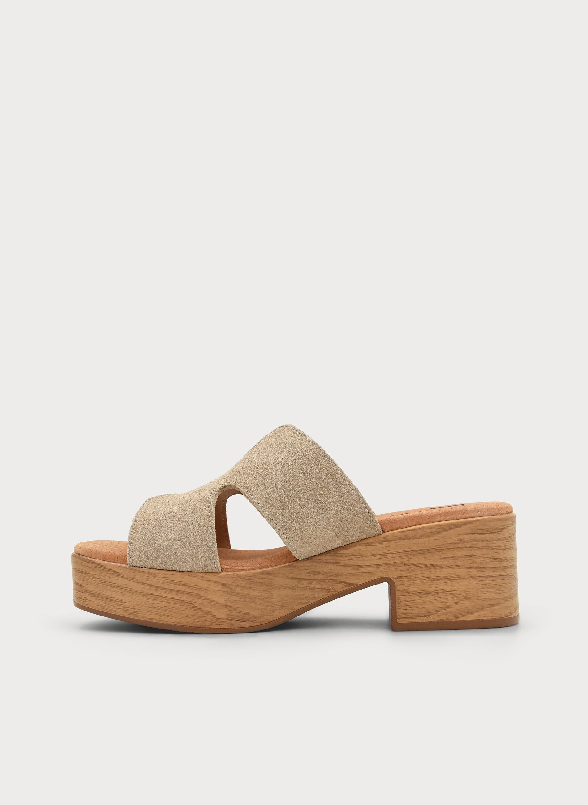 SANDALIAS DE TACÓN ANCHO BEIGE DE PIEL