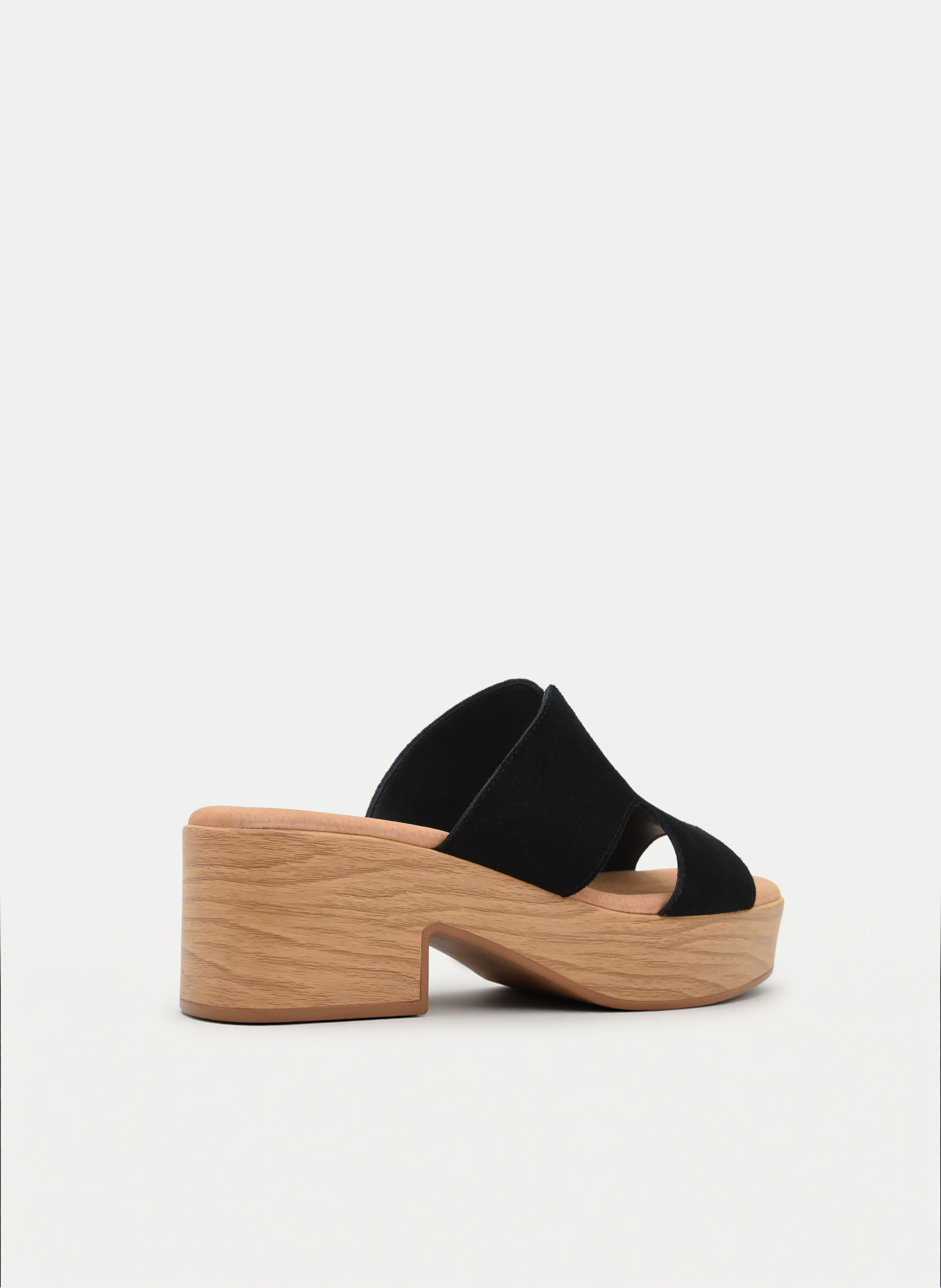 SANDALIAS DE TACÓN ANCHO NEGRAS DE PIEL