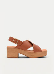 LEATHER BLOCK HEEL SANDALS
