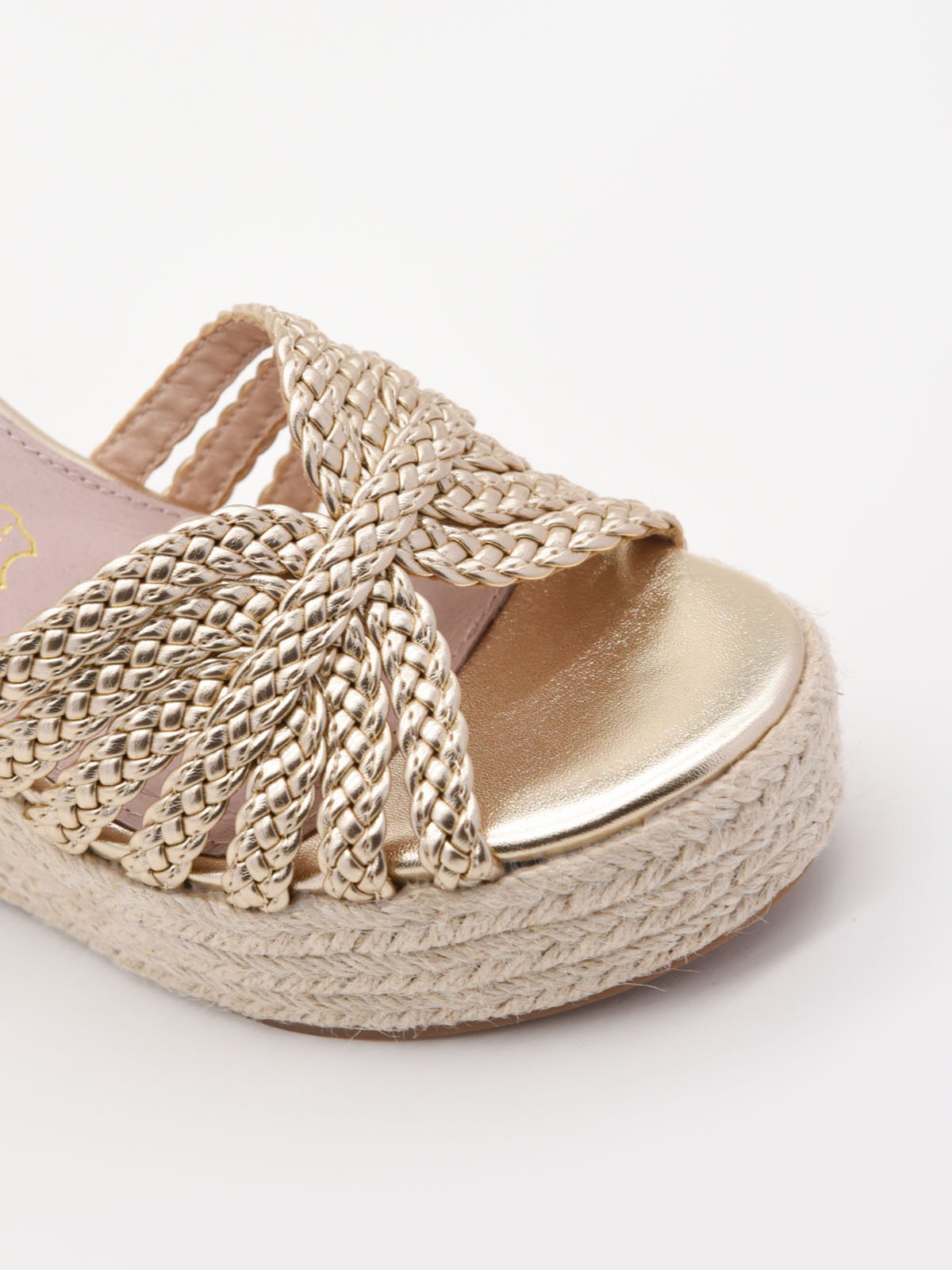 Braided gold espadrille wedges