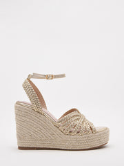 Braided gold espadrille wedges