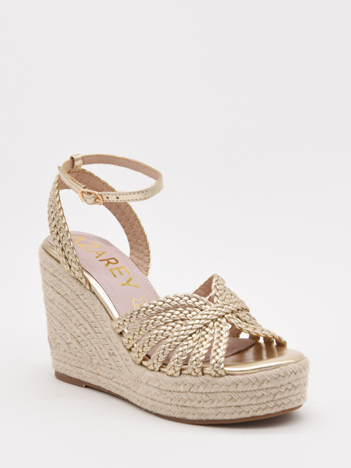 Braided gold espadrille wedges