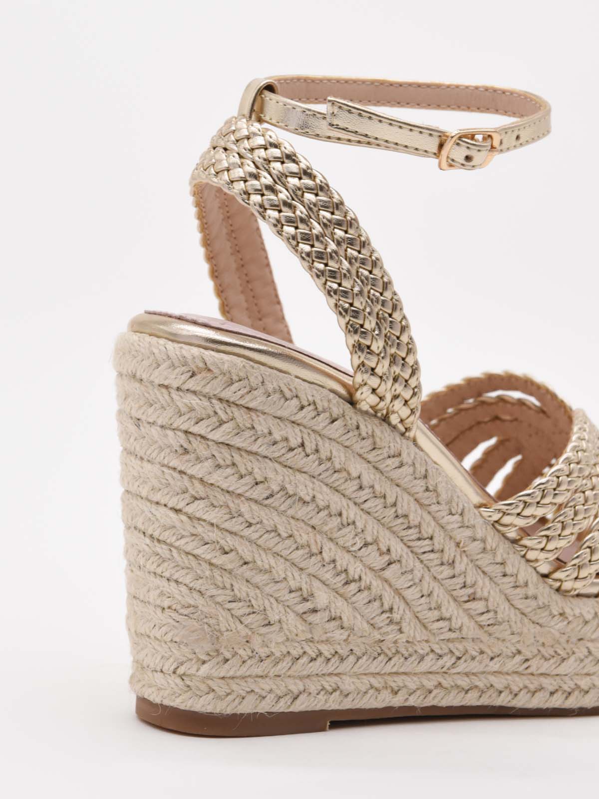 Braided gold espadrille wedges