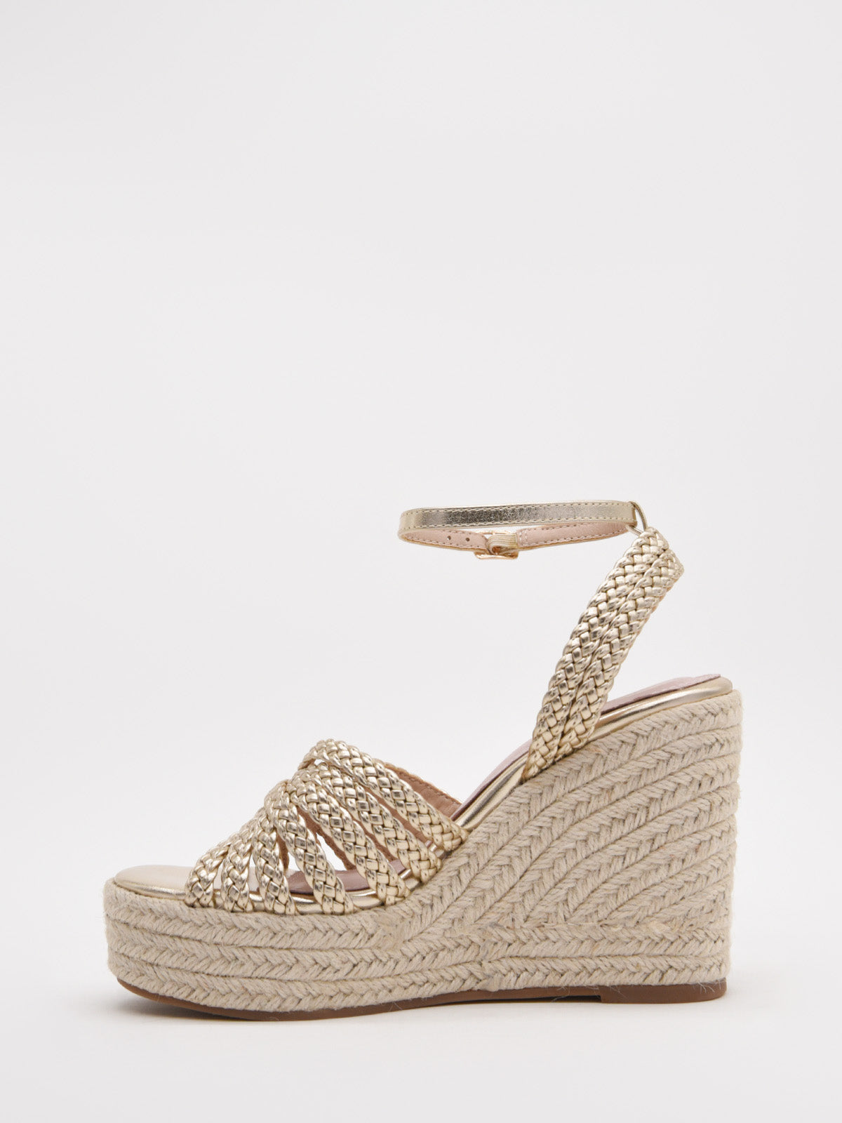 Braided gold espadrille wedges