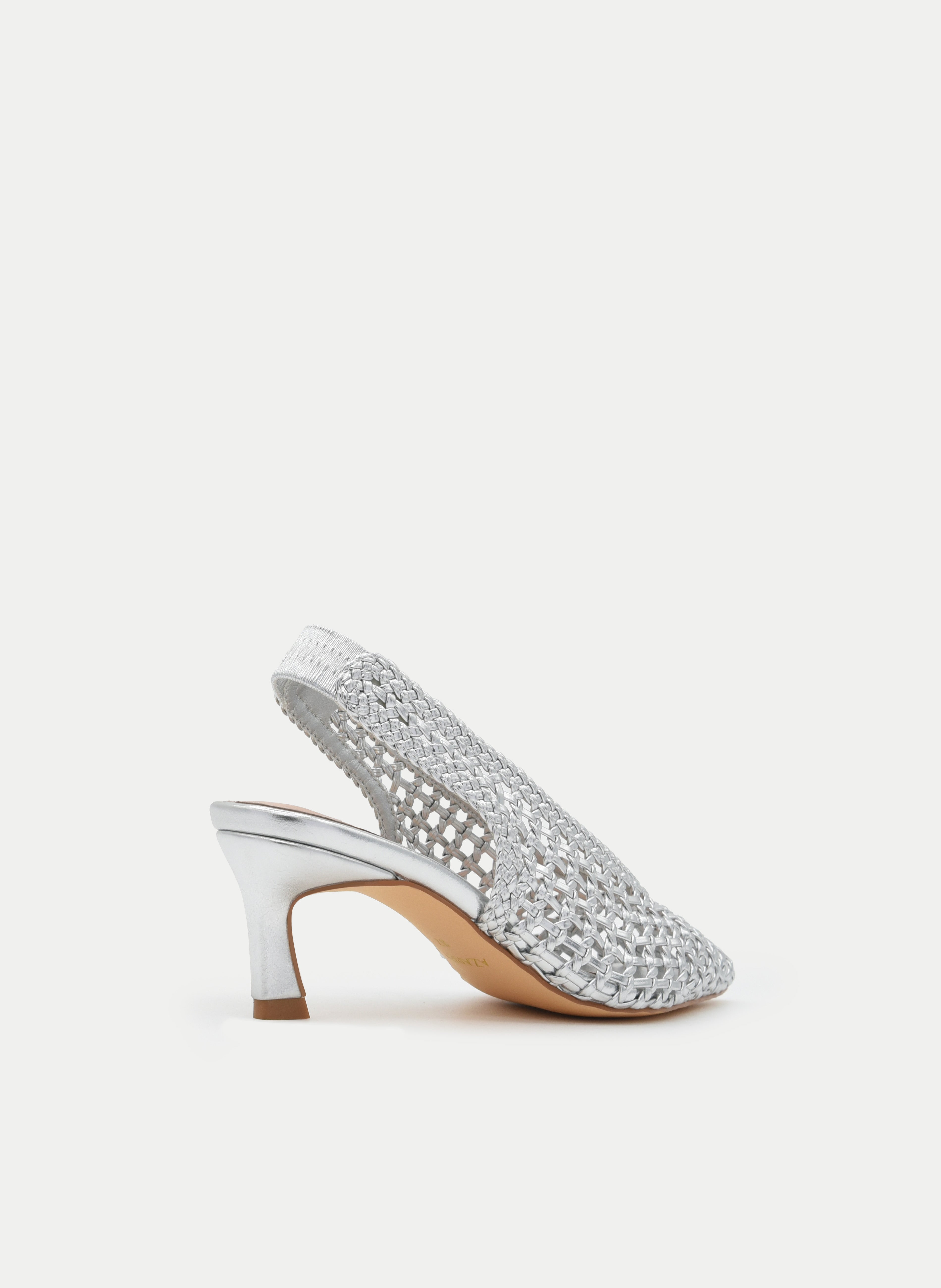 FINE POINT BRAIDED SILVER MID-HEEL SANDAL