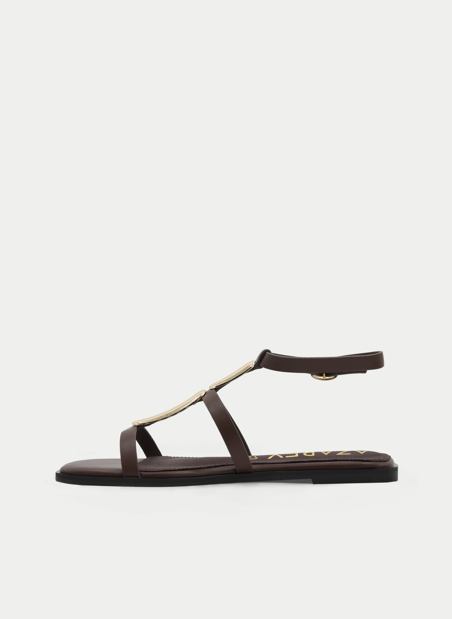 SANDALIAS PLANAS MARRONES DORADAS