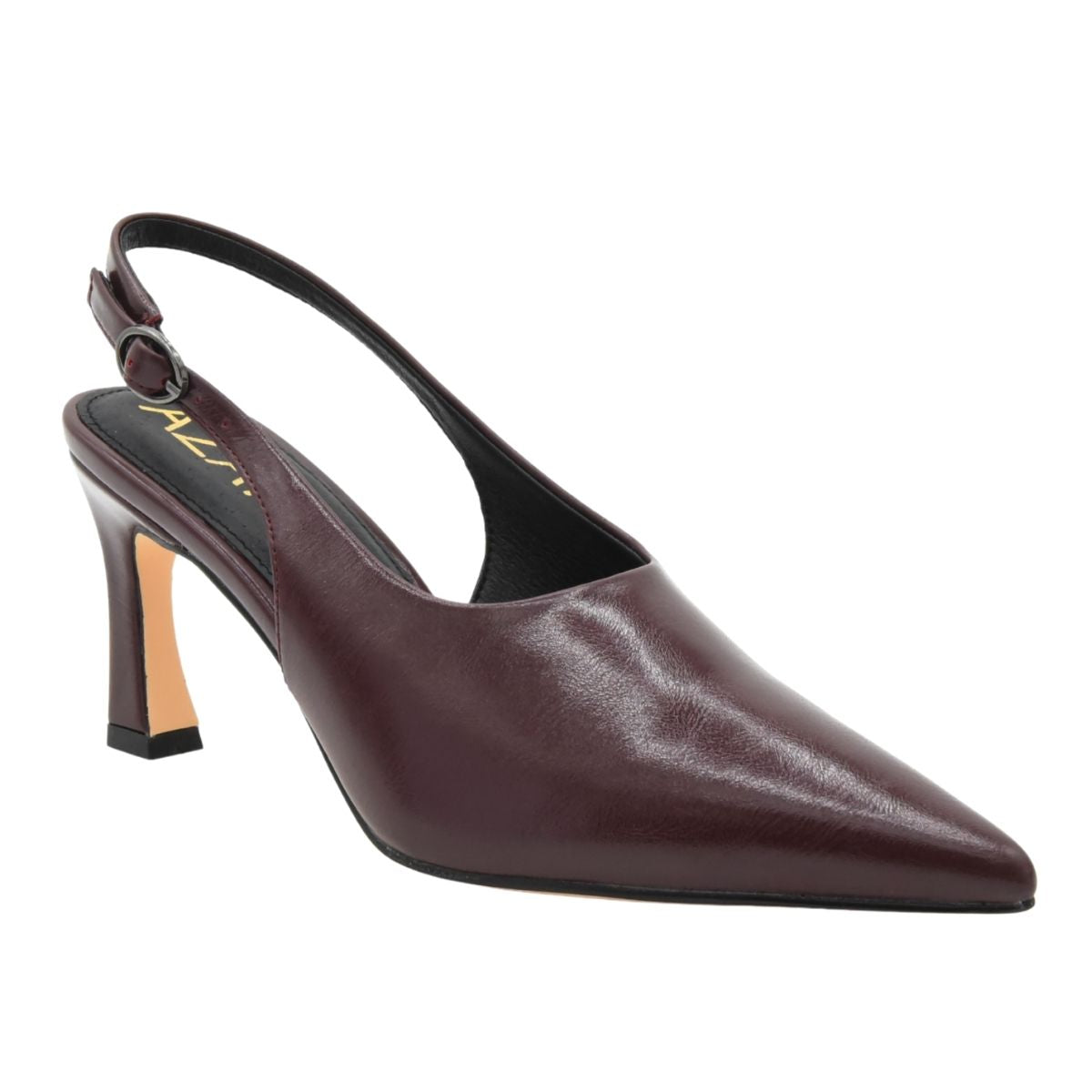 BURGUNDY SLINGBACK HEEL WITH ELEGANT STILETTO HEEL