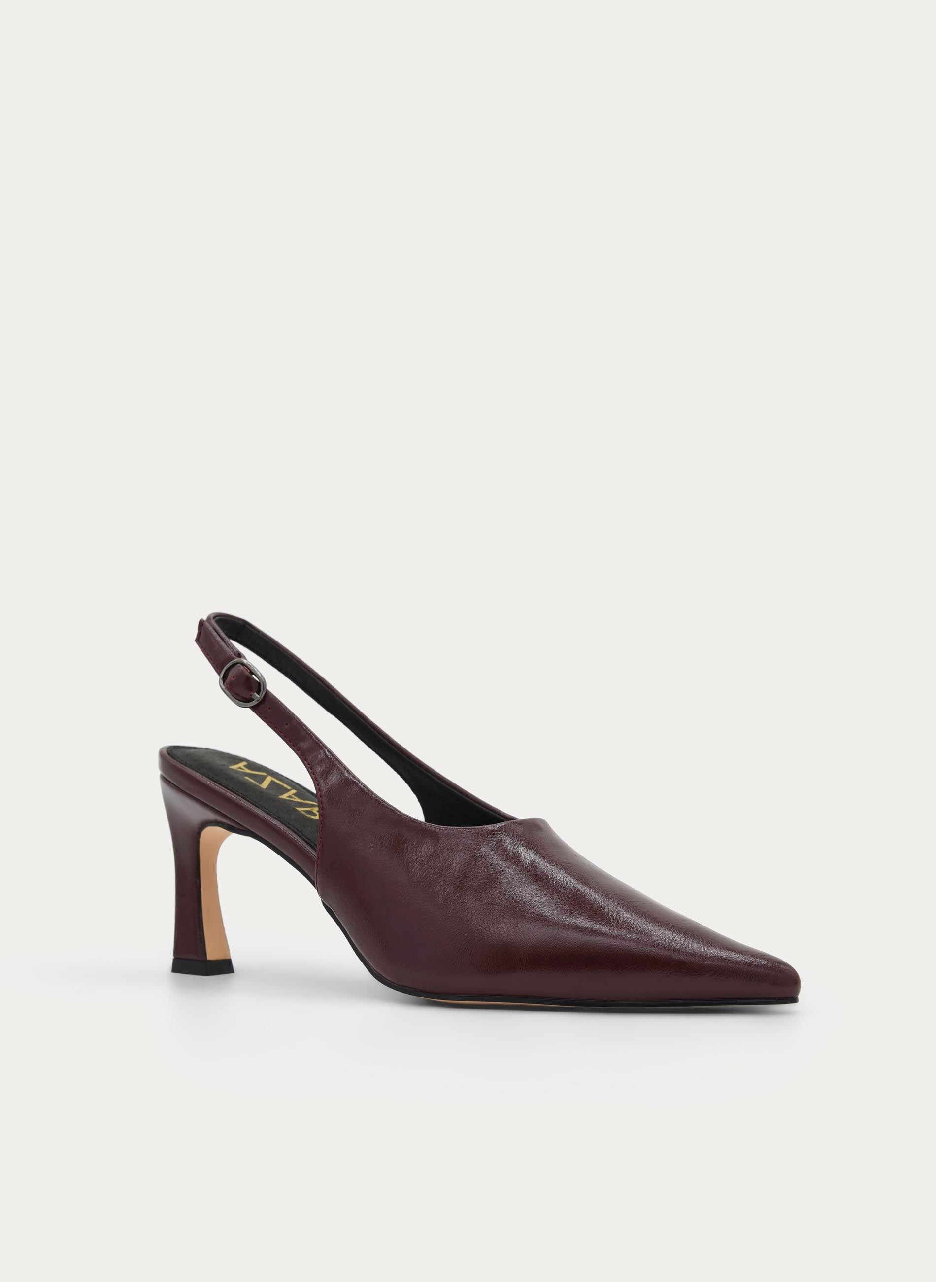 BURGUNDY SLINGBACK HEEL WITH ELEGANT STILETTO HEEL
