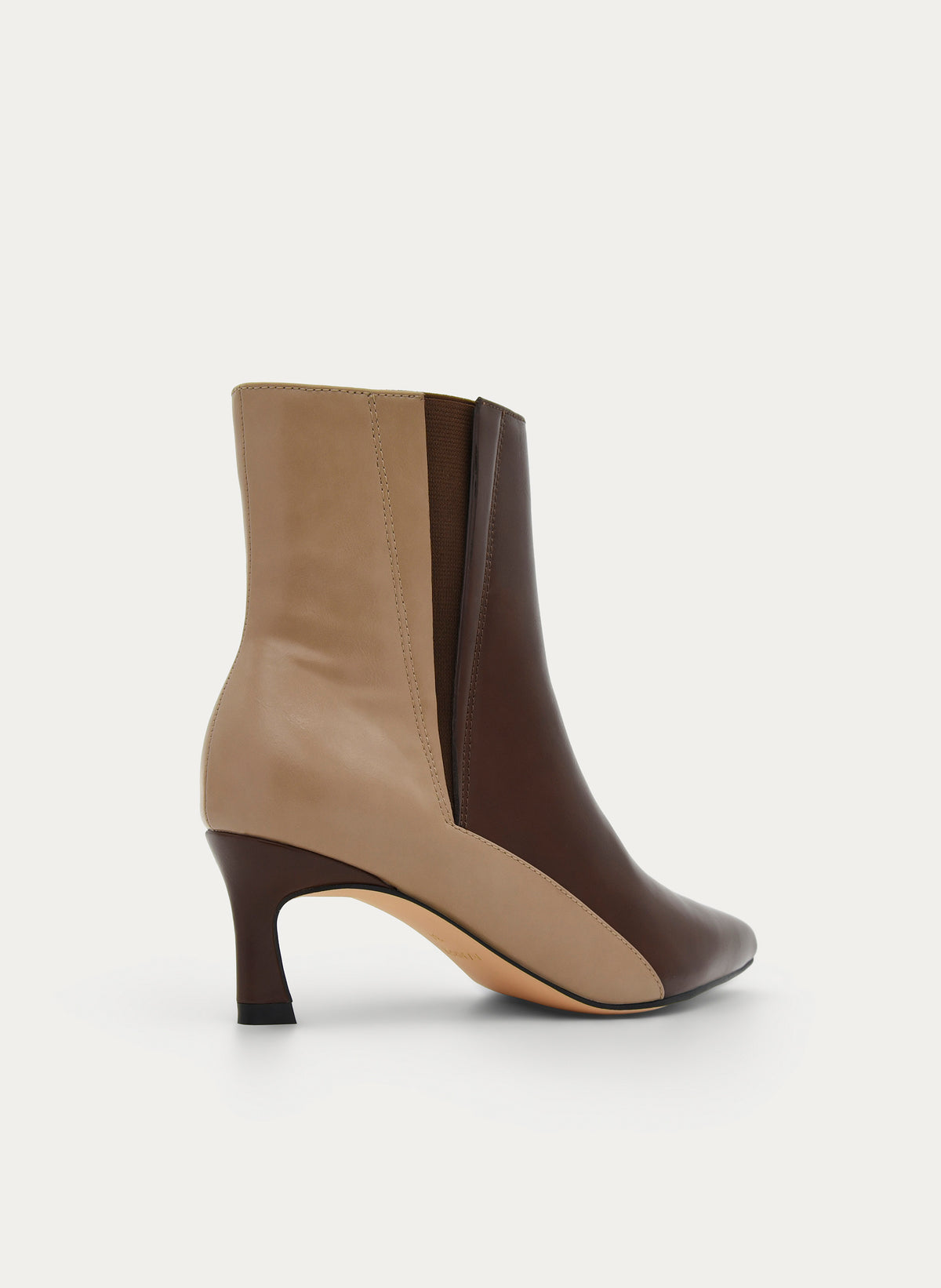 TWO-TONE BROWN ANKLE BOOTS WITH THIN HEEL AND ELASTIC