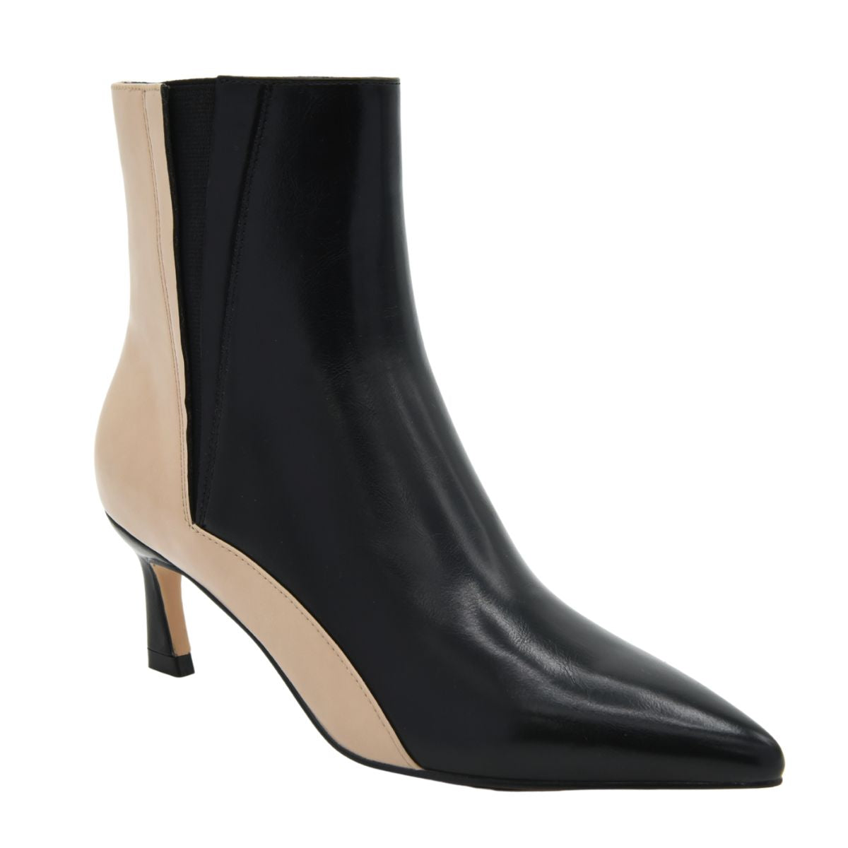 TWO-TONE BLACK ANKLE BOOT WITH STILLETO HEEL AND ELASTIC