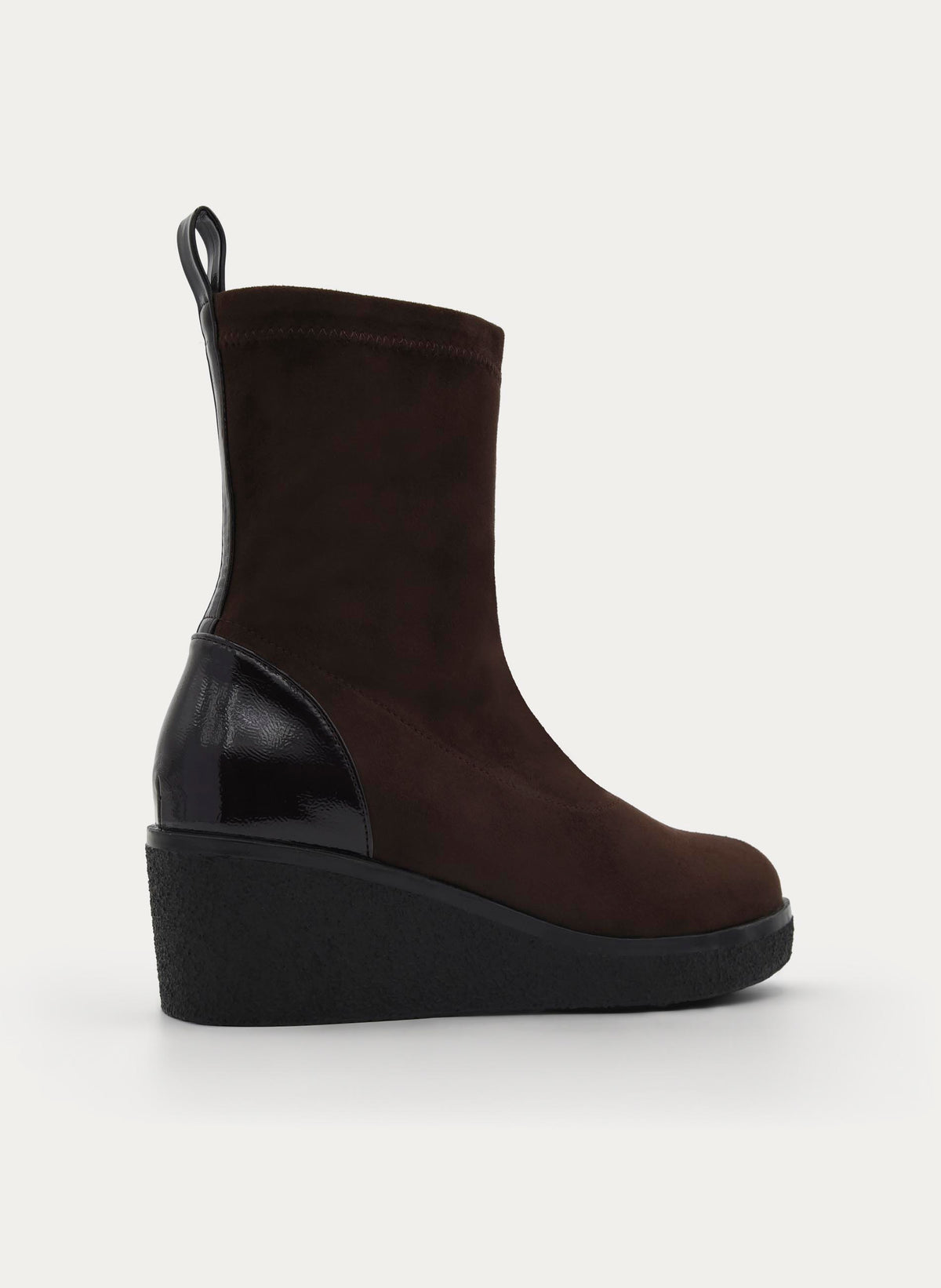 BROWN WEDGE BOOT ELASTIC COMFORT CASUAL