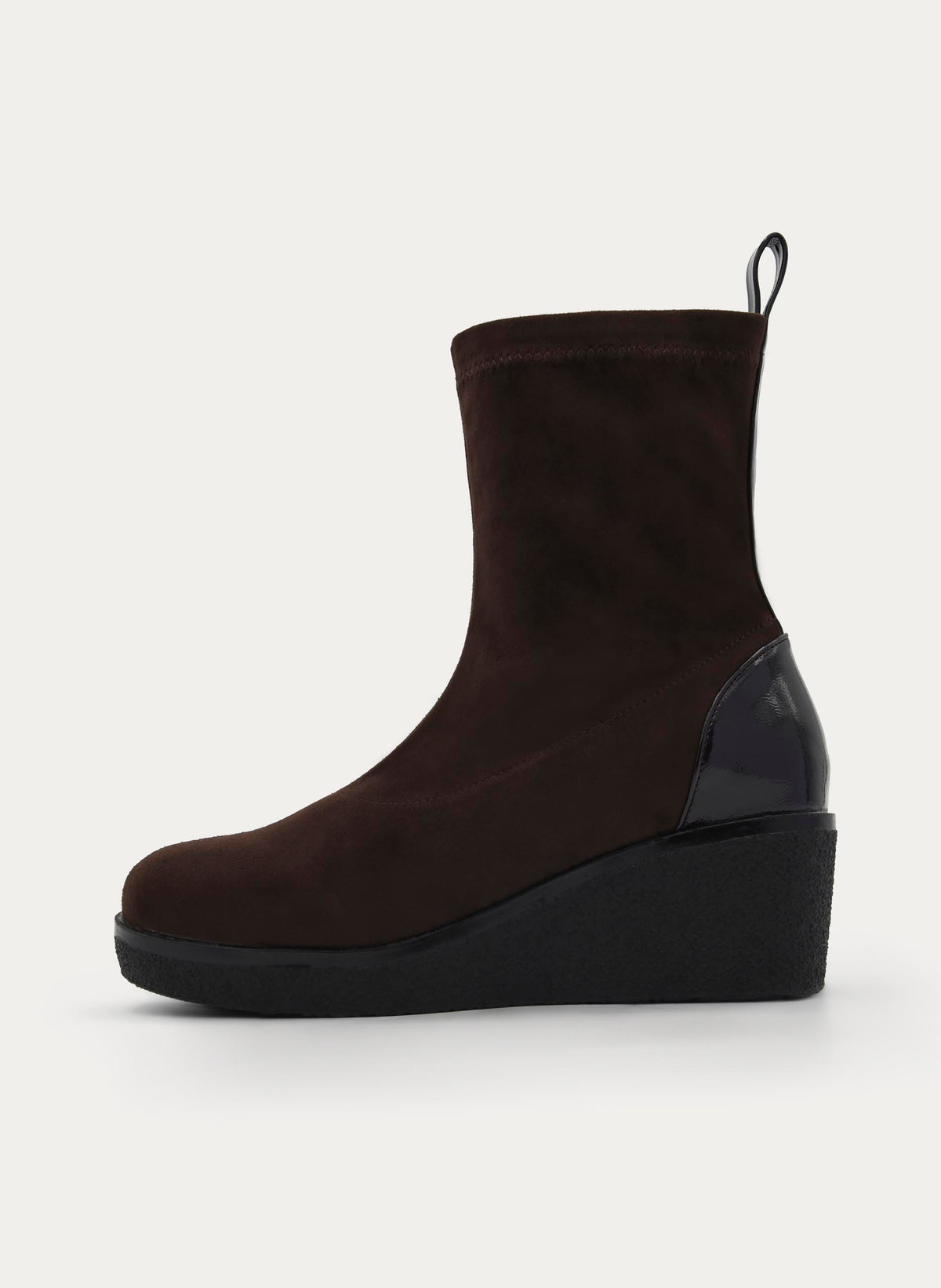 BROWN WEDGE BOOT ELASTIC COMFORT CASUAL