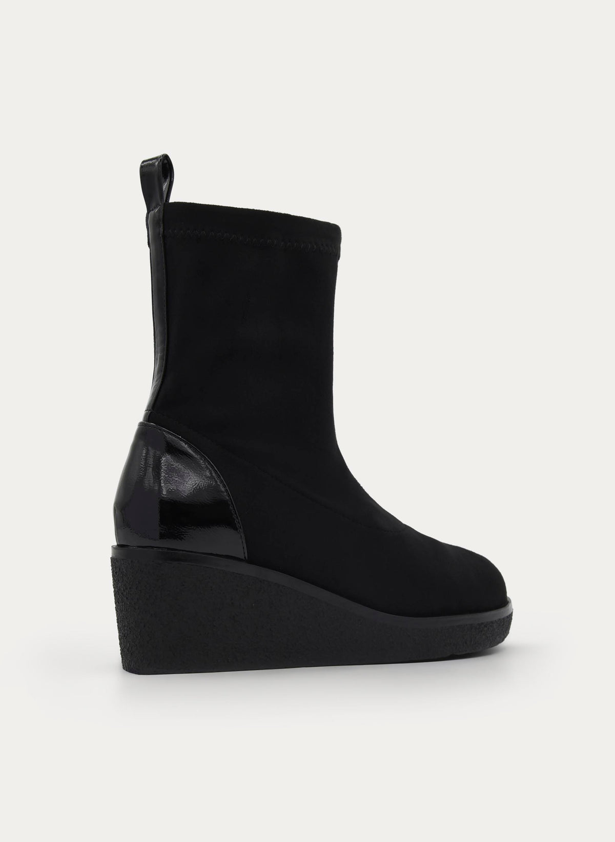 BLACK WEDGE BOOT ELASTIC COMFORT CASUAL