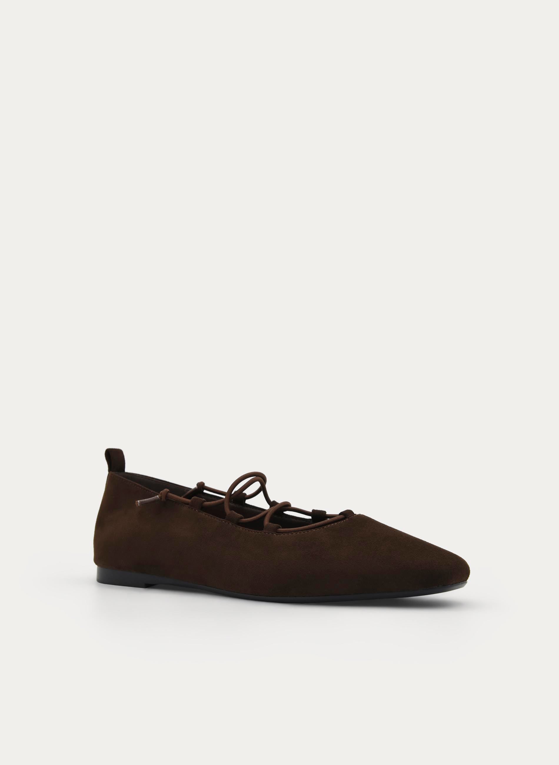 BROWN BALLERINA WITH ADJUSTABLE LACES